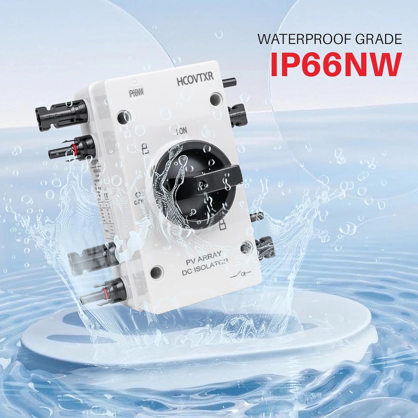 Solar Disconnect Switch 32Amp 1000VDC,4 Pole Solar Isolator Switch with IP66 Waterproof Enclosure,DC Disconnect Switch for Solar Panel