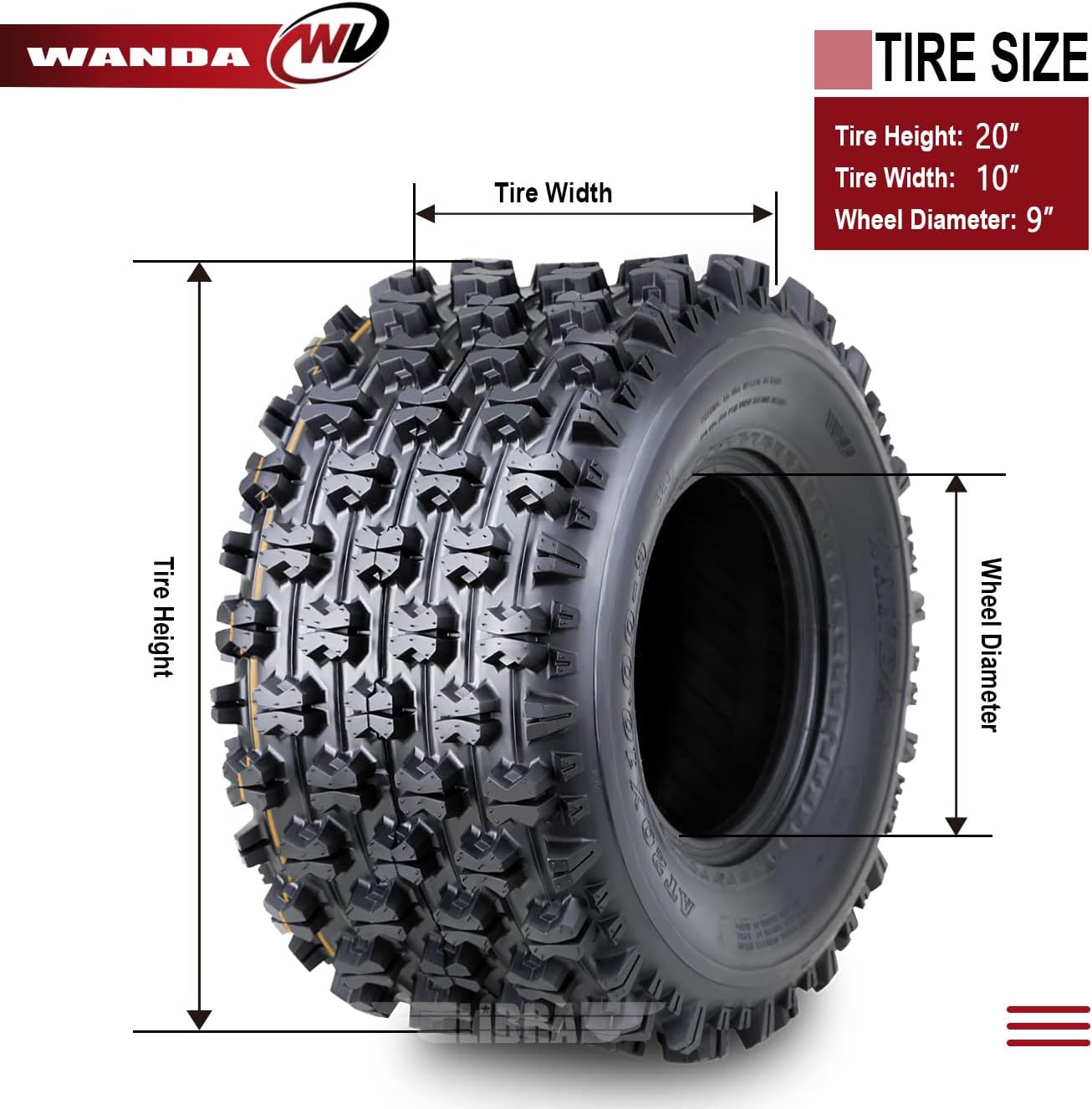 WANDA 2 20x10-9 20x10x9 Yamaha YFZ 450R 450 Banshee 350 rear GNCC Racing Tires