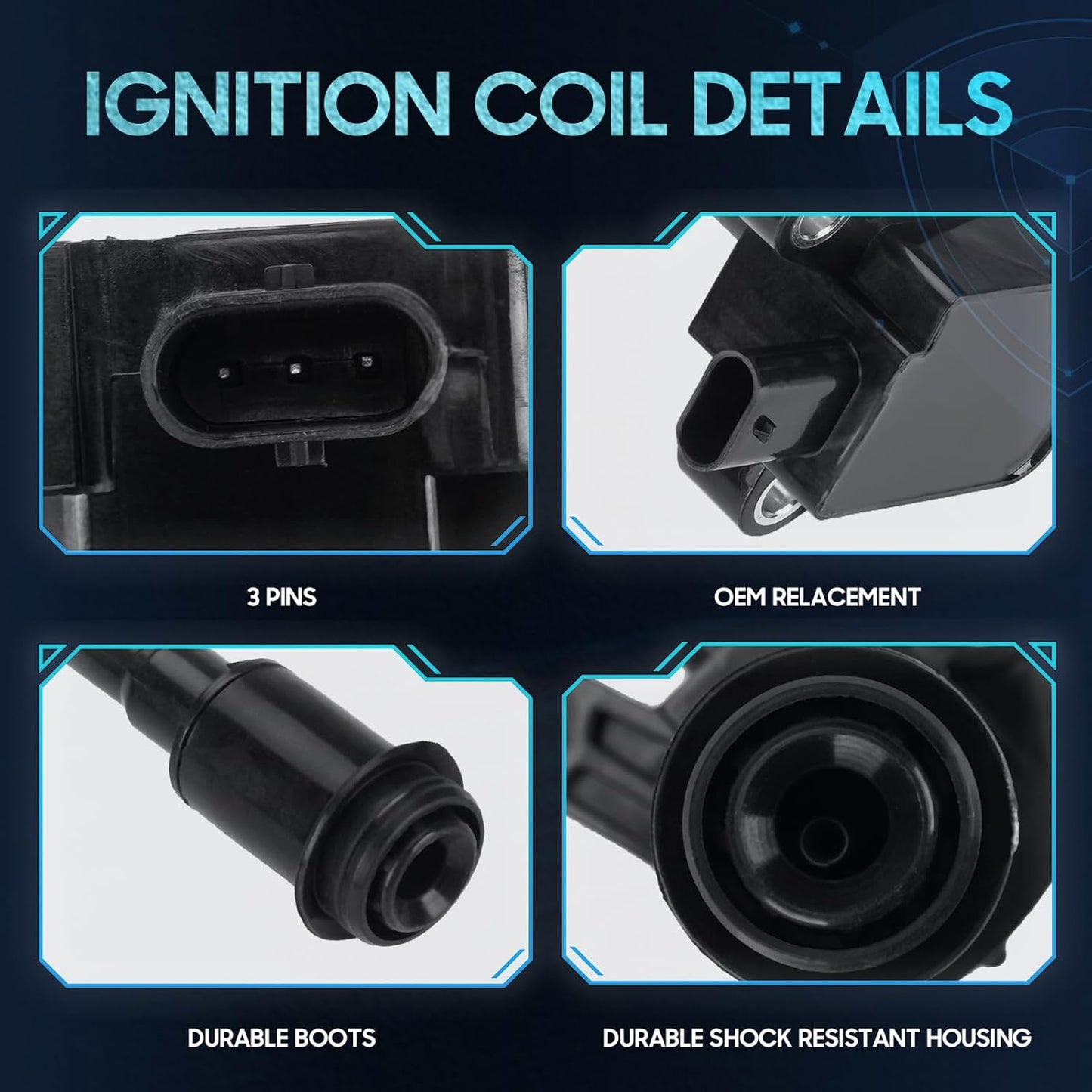 Set of 4 Ignition Coil Pack Compatible with Ford Escape Fiesta Fusion Transit Connect 1.6L L4 2013 2014 2015 2016,2017 2018 2019, Replace for UF674 C871 GN10644, Black