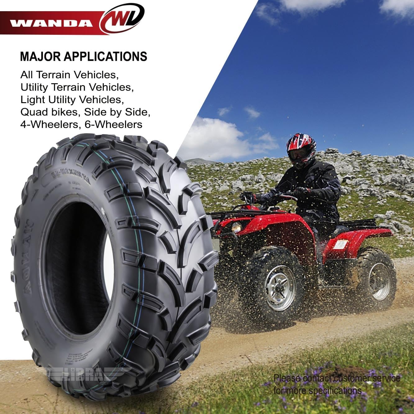 WANDA 24x8-12 & 24x10-12 ATV Tires Lt Mud fit for 08-09 Arctic Cat 366 4x4 Auto