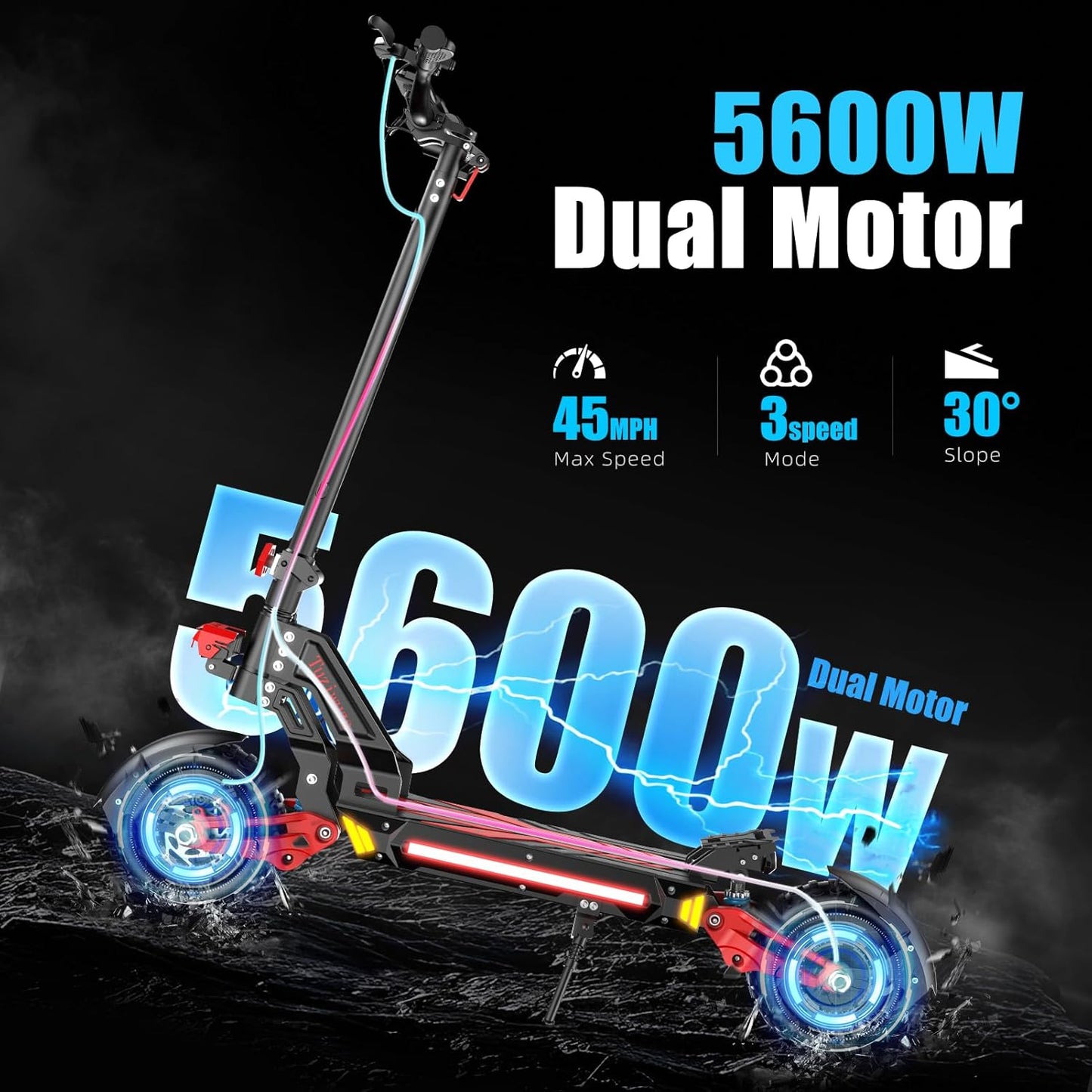 V2 5600W Dual Motor Electric Scooter for Adults, 48V20AH Lithium Battery, Up to 45MPH, 55 Miles Range, Dual Suspension, Dual Brakes, 3 Speed Modes, LCD Display – Off-Road Folding E Scooter