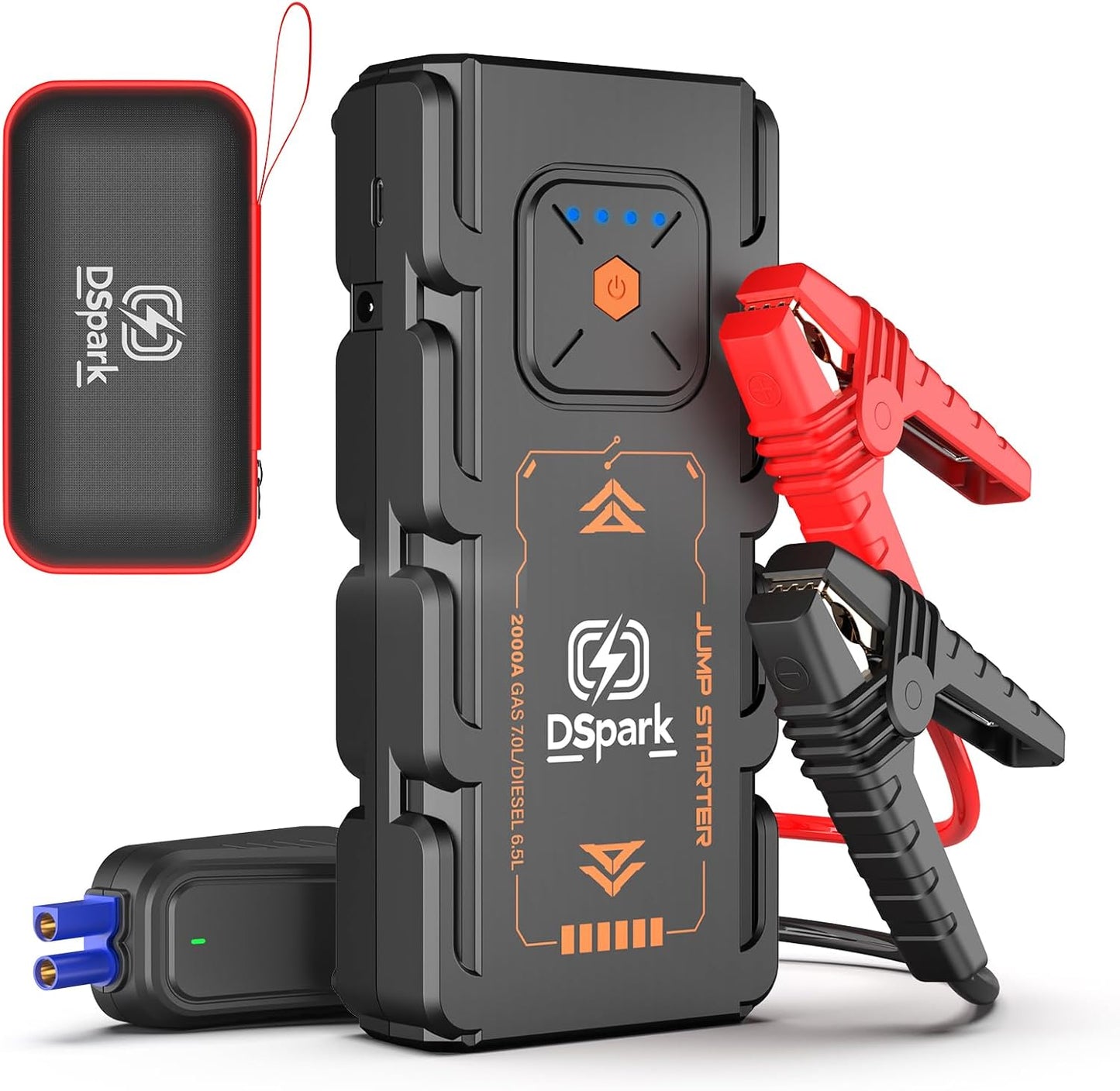 B31 2000A Jump Starter with 150PSI Air Compressor,Jump Starter Battery Pack for Up to 7.0L Gas and 6.5L Diesel Engines,12V Portable Jump with Quick Charge LED Flashlight Compact Storage Case