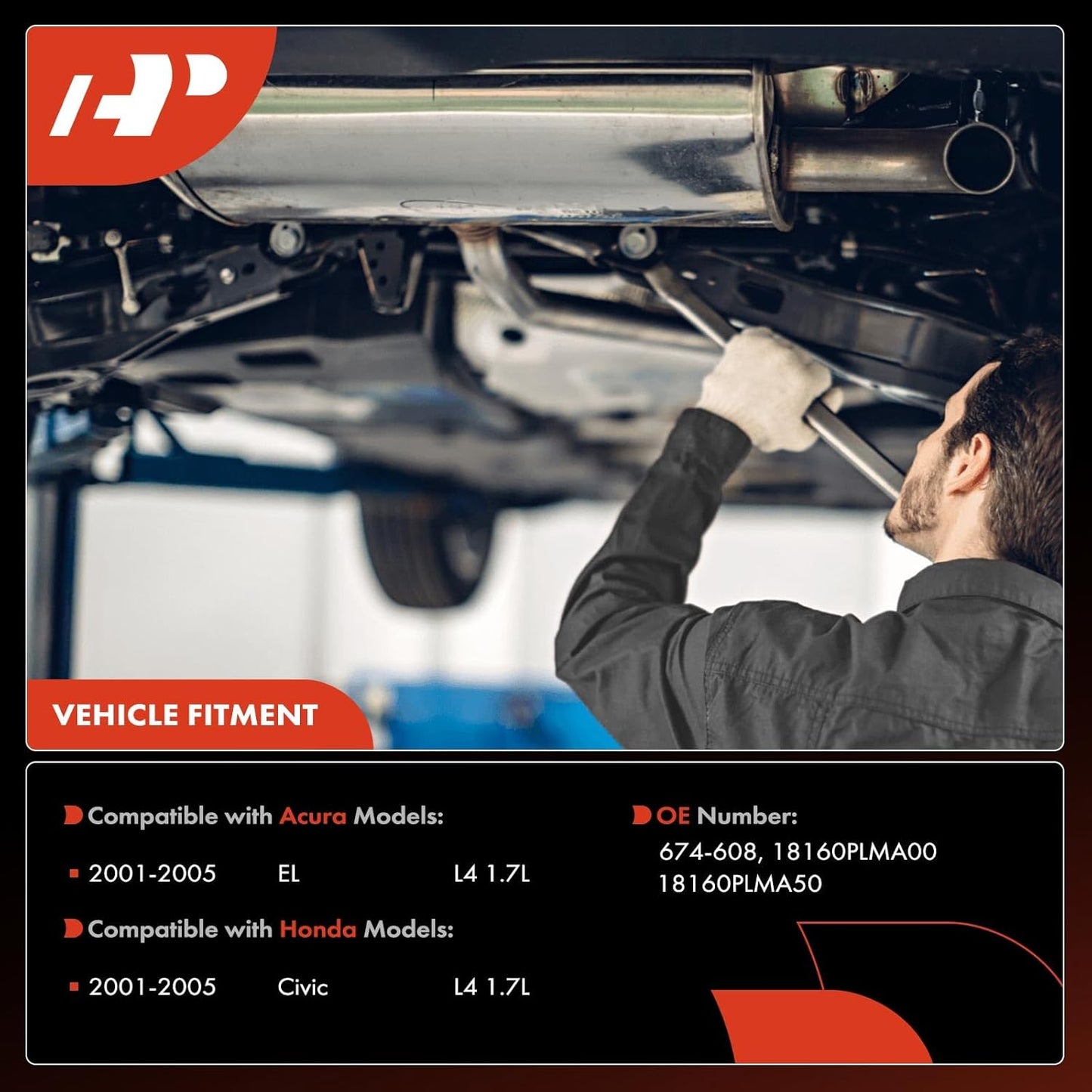 A-Premium Exhaust Manifold Catalytic Converter W/Gasket Kit Direct-Fit Compatible with Honda Civic & Acura EL 2001-2005 L4 1.7L, Front Side - EPA Compliant