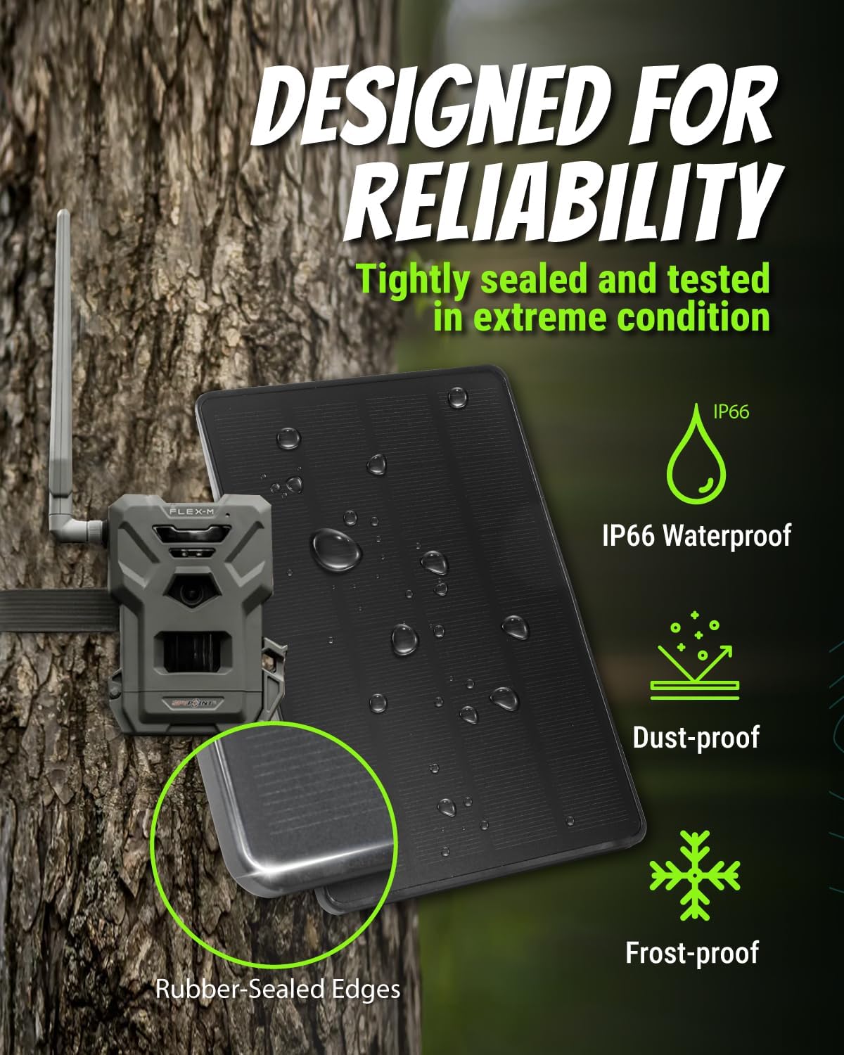 5V/12V Trail Camera Solar Panel - 4W Solar Panel Battery w/ 4400mAh Li-ion Battery, IP66 Waterproof Rated, Solar Battery Charger Kit for Game Cameras