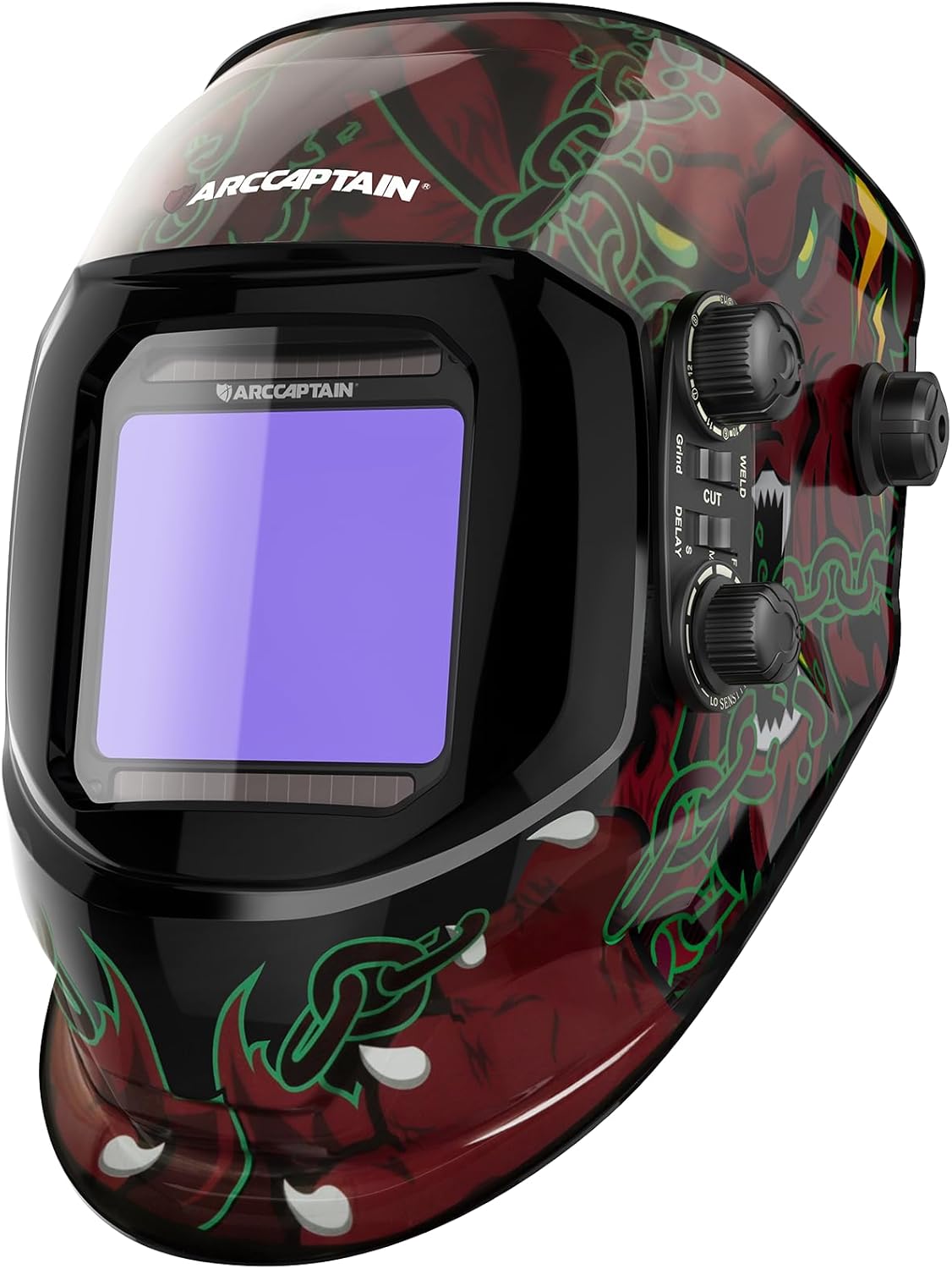 ARCCAPTAIN Welding Helmet Auto Darkening, 3.94"X3.66" Large Viewing Screen True Color Welding Hood with 4 Arc Sensor Solar Powered, Wide Shade 4-5/5-9/9-13 for ARC TIG MIG Welding Helmets for Men