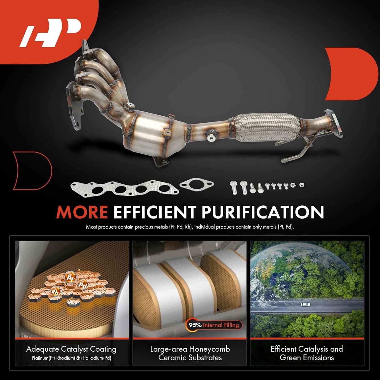 A-Premium Exhaust Manifold Catalytic Converter Kit Direct-Fit Compatible with Ford Transit Connect 2014 2015 2016 2017 2018 2.5L, EPA Compliant