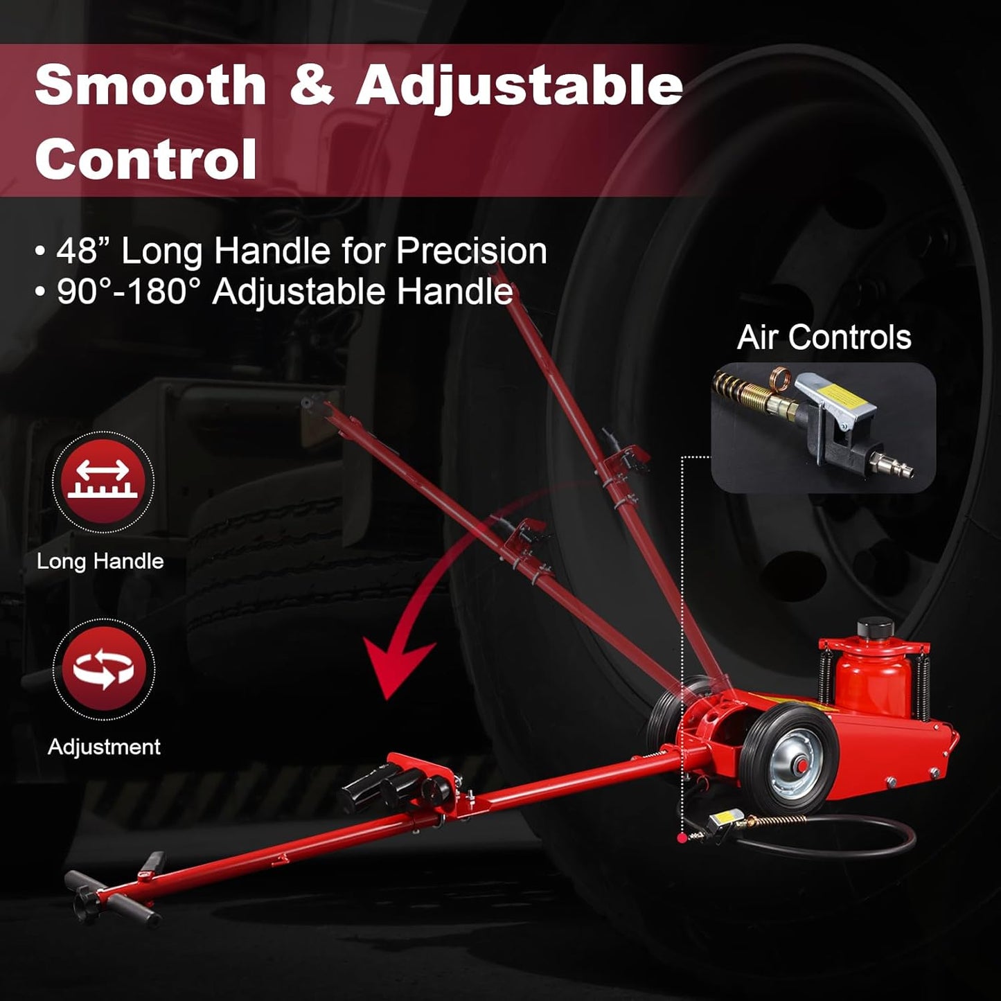 XtremepouwerUS 35-Ton Air Hydraulic Floor Jack Truck Lift Jacks Service Repair Lifting Tool Wheels w/Extension Adapters Set