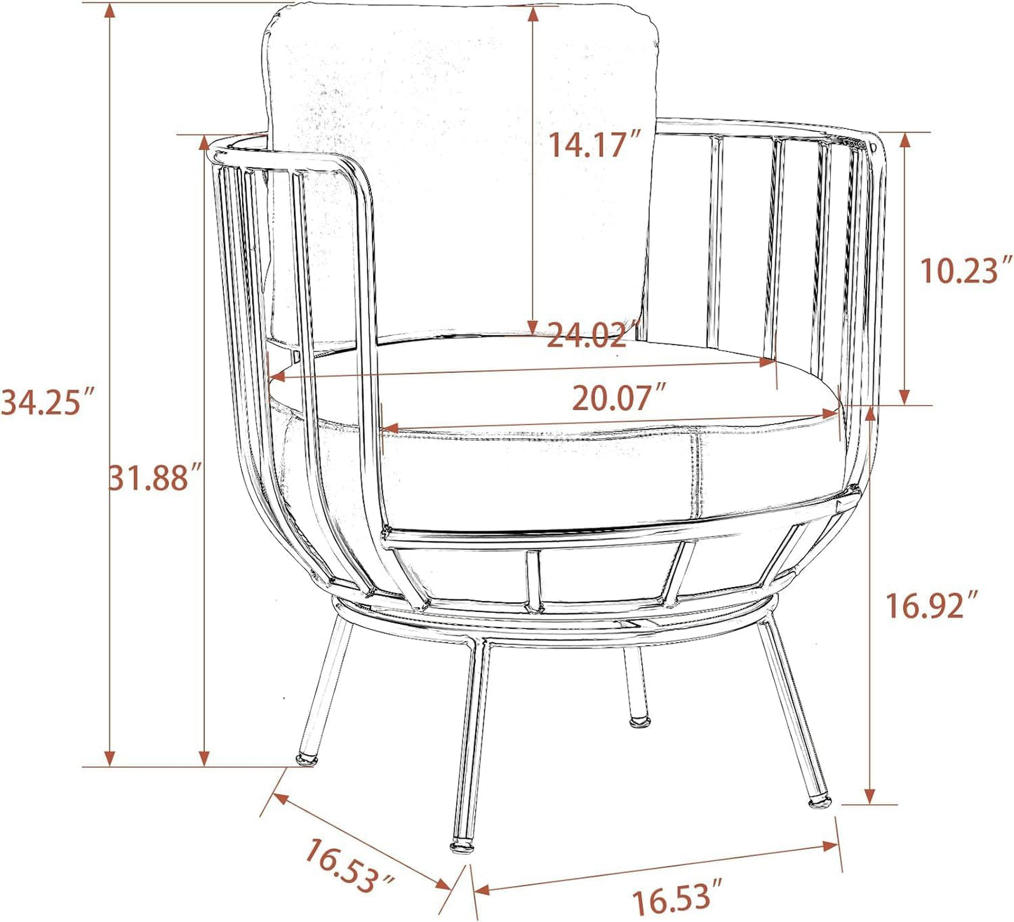 annjoe Accent Chair Swivel Barrel Chair Round Armchair with Metal Frame Legs for Living Room Bedroom Set of 2