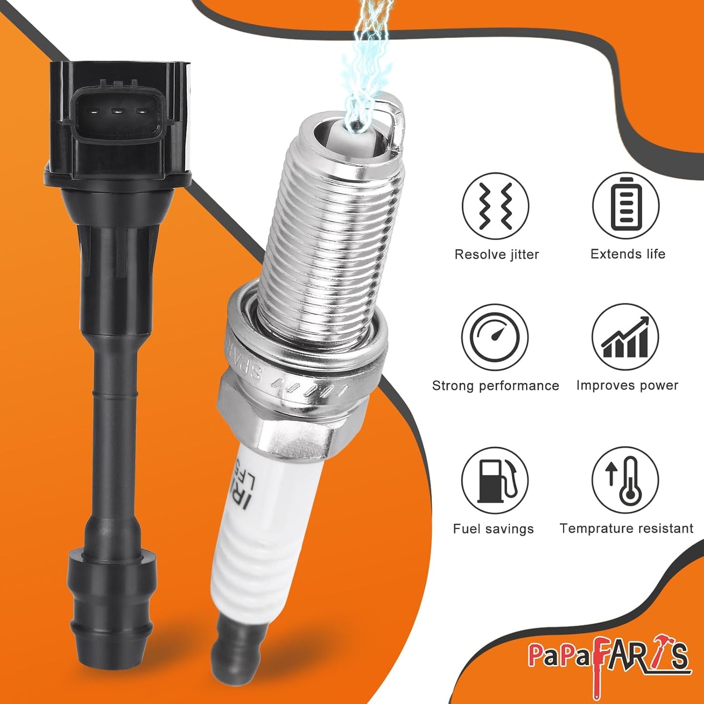 Set of 4 Ignition Coil Pack UF350 and Spark Plugs Compatible with Nissan Altima Sentra 2002 2003 2004 2005 2006 L4 2.5L