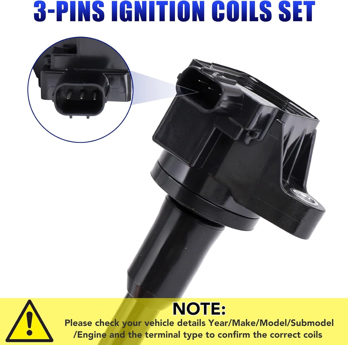 Set of 4 Ignition Coils Fits for 1.3 L4 Honda Civic Hybrid 2003 2004 2005 2006 2007 2008 2009 2010 2011 Coil Packs Replaces UF374