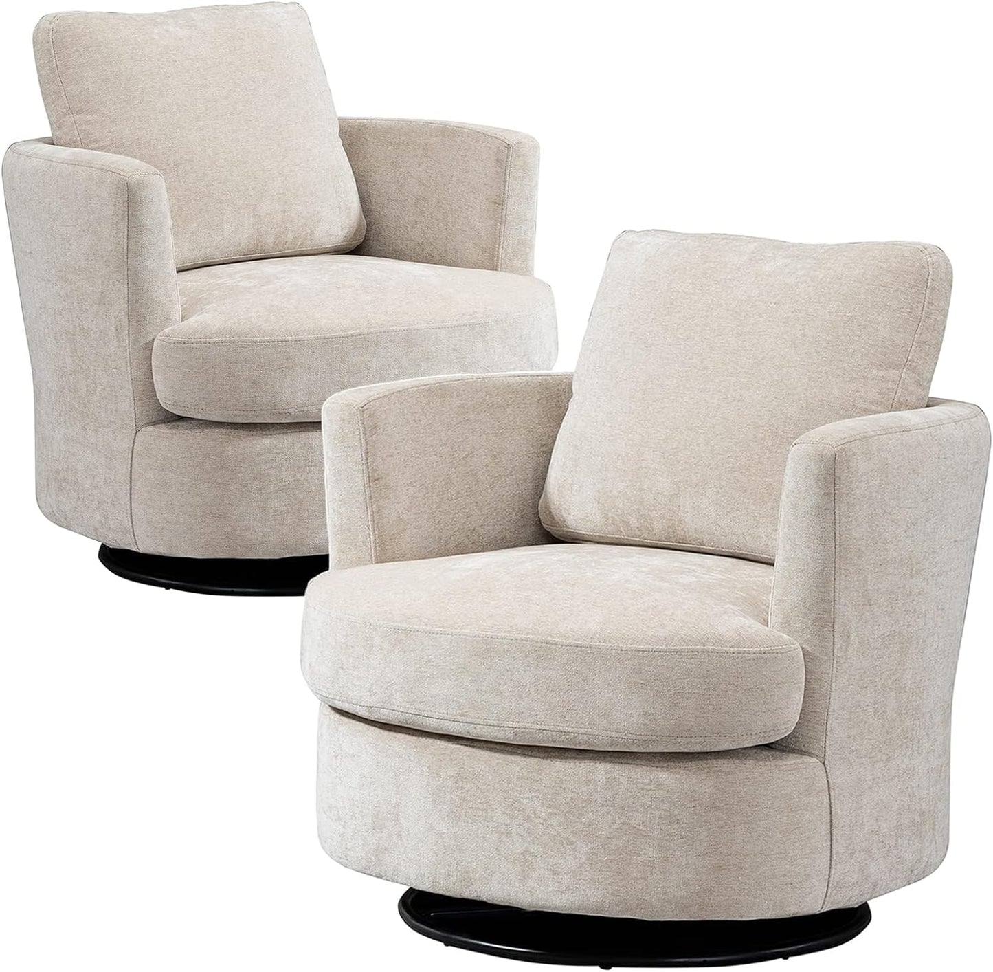 Swivel Accent Chair Set of 2,Teddy Sherpa Round Swivel Barrel Chairs for Living Room Upholstered Modern 360 Degree Swivel Club Chair Comfy Armchair for Nursery Bedroom Office(Dark Blue)