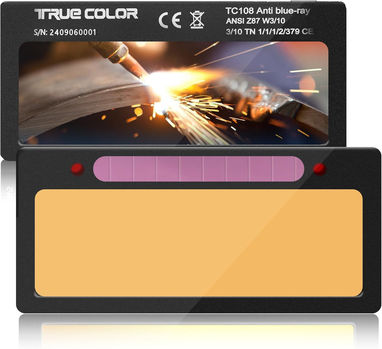 2x4 Auto Darkening Welding Lens, Shade 5-13 Adjustable, Solar Powered with HD True Color Technology - Fits Standard Welding Helmets/Hoods.