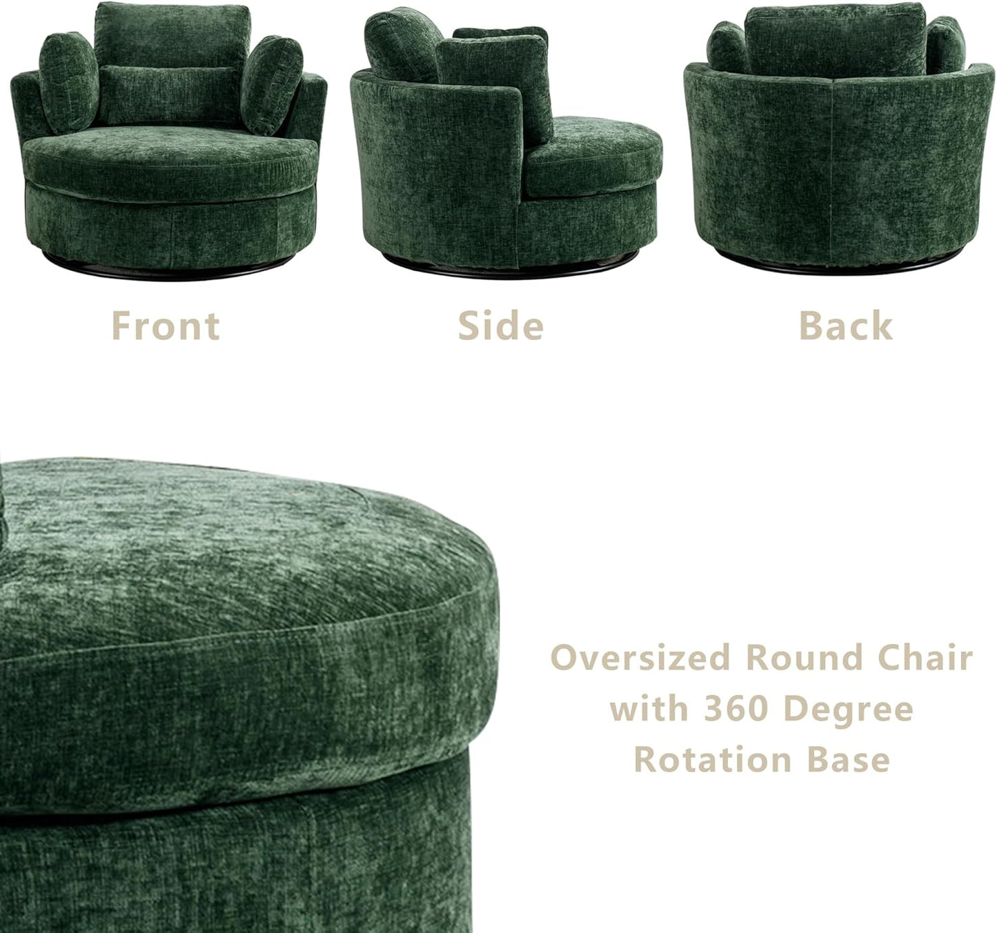 Setawix 42.2" W Swivel Barrel Accent Sofa with Pillows - 360 Degree Round Modern Oversized Arm Club Chair for Bedroom, Living Room, Lounge, Hotel