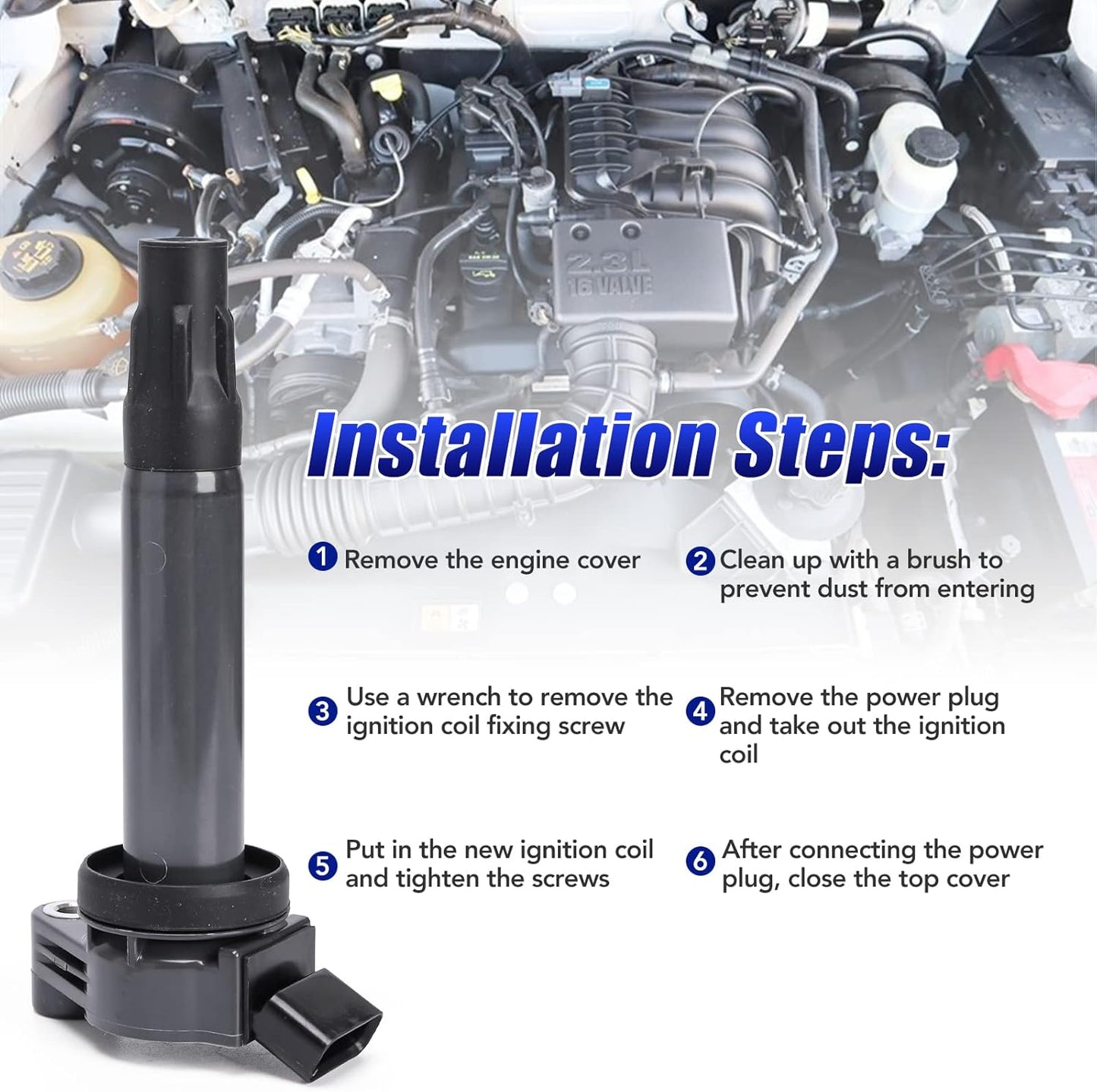 Set of 6 Ignition Coil Pack Fits for 3.3 V6 2004 2005 2006 2007 2008 Toyota Sienna Highlander Solara Lexus RX330 ES330 RX 330 ES 330 Coils 3.3L Replaces UF506