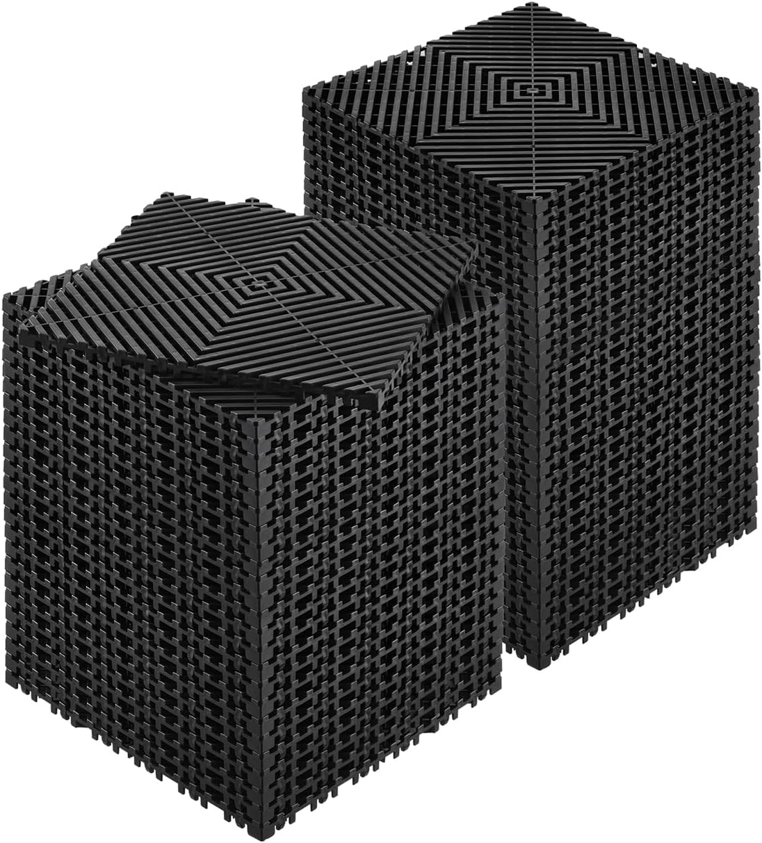 VEVOR Interlocking Drainage Mat, 12” x 12” Modular Interlocking Cushion, 50 Pcs Splicing Drainage Mats, Non-Slip Black PP Drainage Floor Tile and Shower Mat, for Garage, Garden, Kitchen & Outdoor