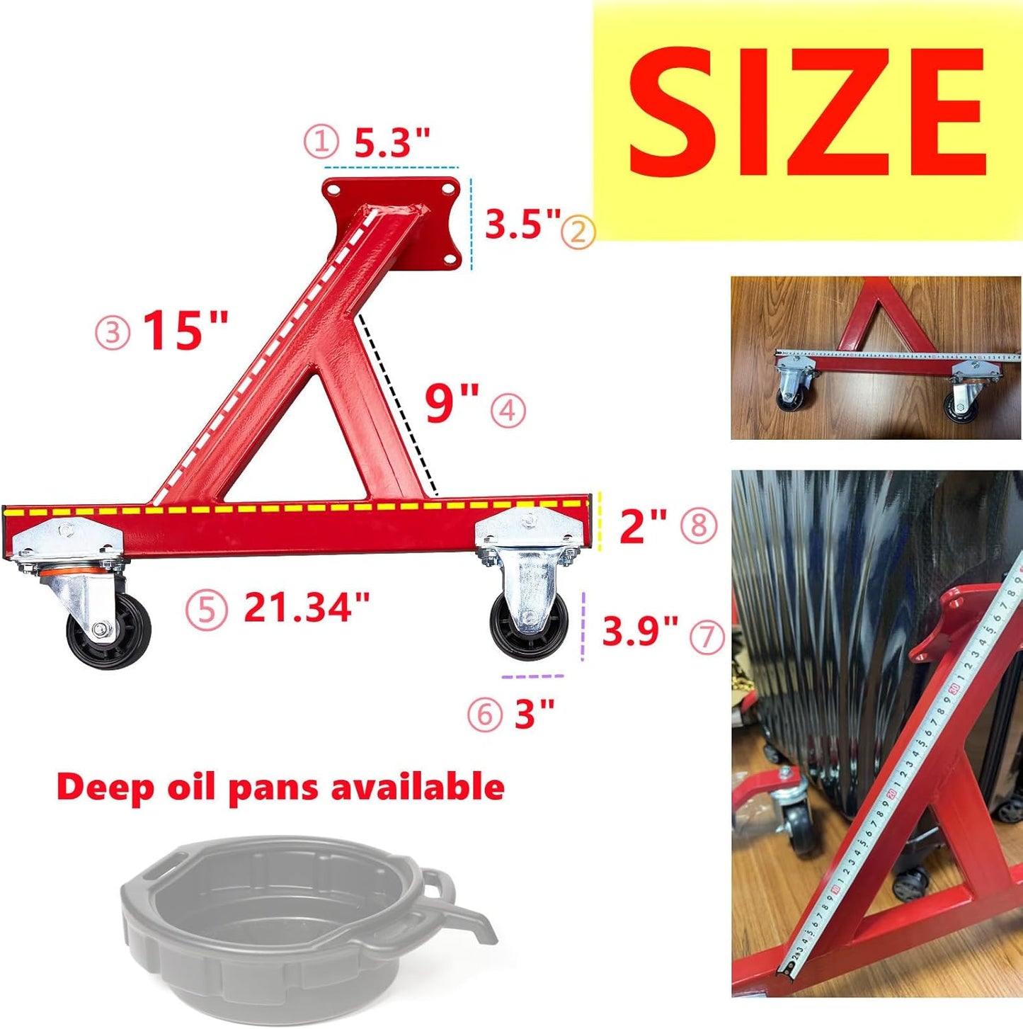 Compact Engine Stand Compatible with Chevy GM LSx V8 Motors 360° Castors, Red