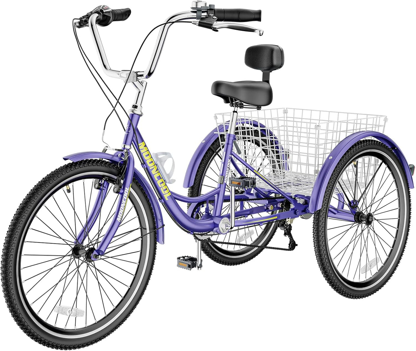Slsy Adult Tricycles 7 Speed, Adult Trikes 20/24/26 inch 3 Wheel Bikes, Three-Wheeled Bicycles Cruise Trike with Shopping Basket for Seniors, Women, Men