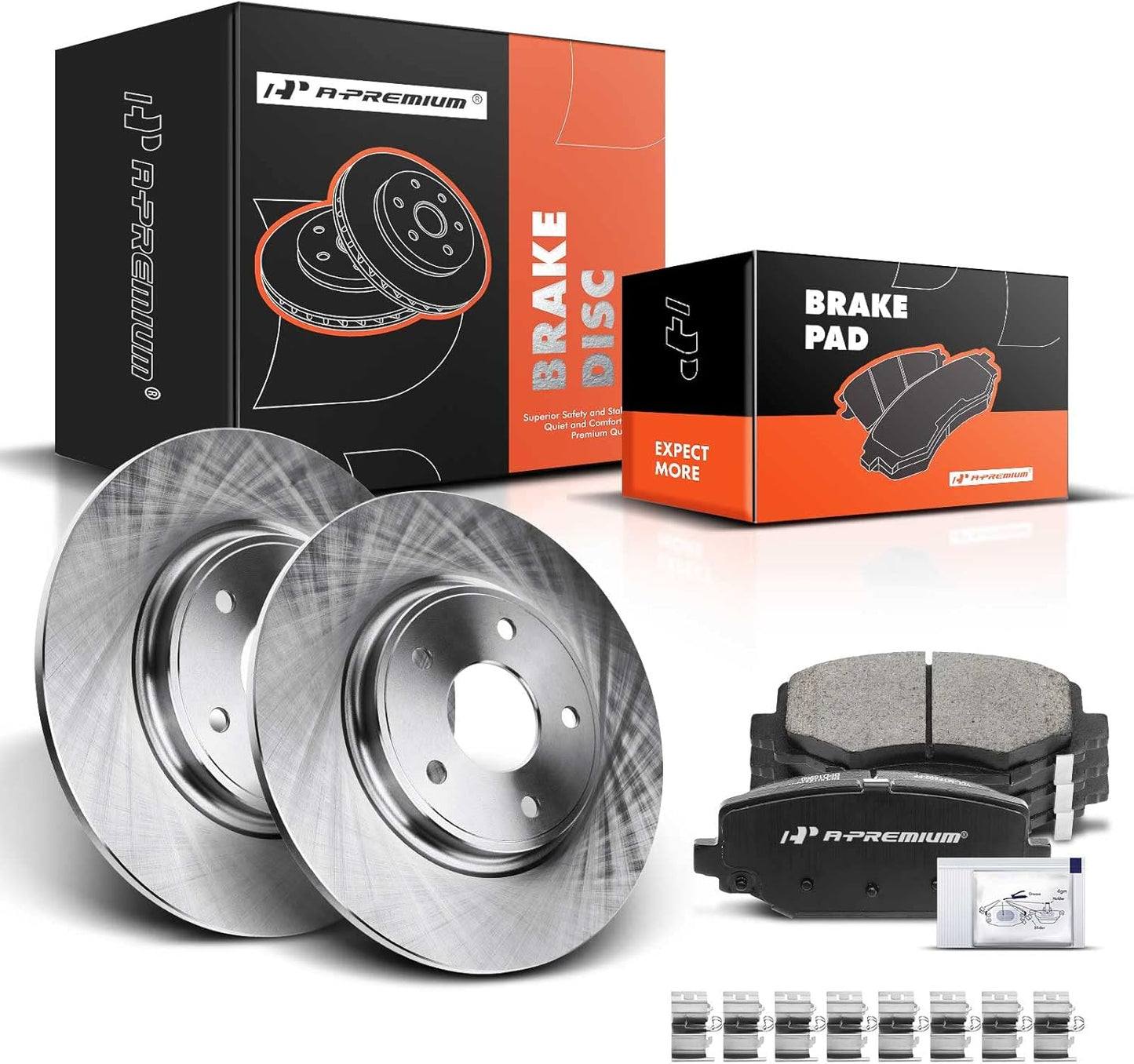 A-Premium 12.91 inch(328 mm) Rear Drilled and Slotted Disc Brake Rotors + Ceramic Pads Kit Compatible with Select Dodge, Chrysler, Volkswagen and Ram Models - Grand Caravan, Town & Country, Journey