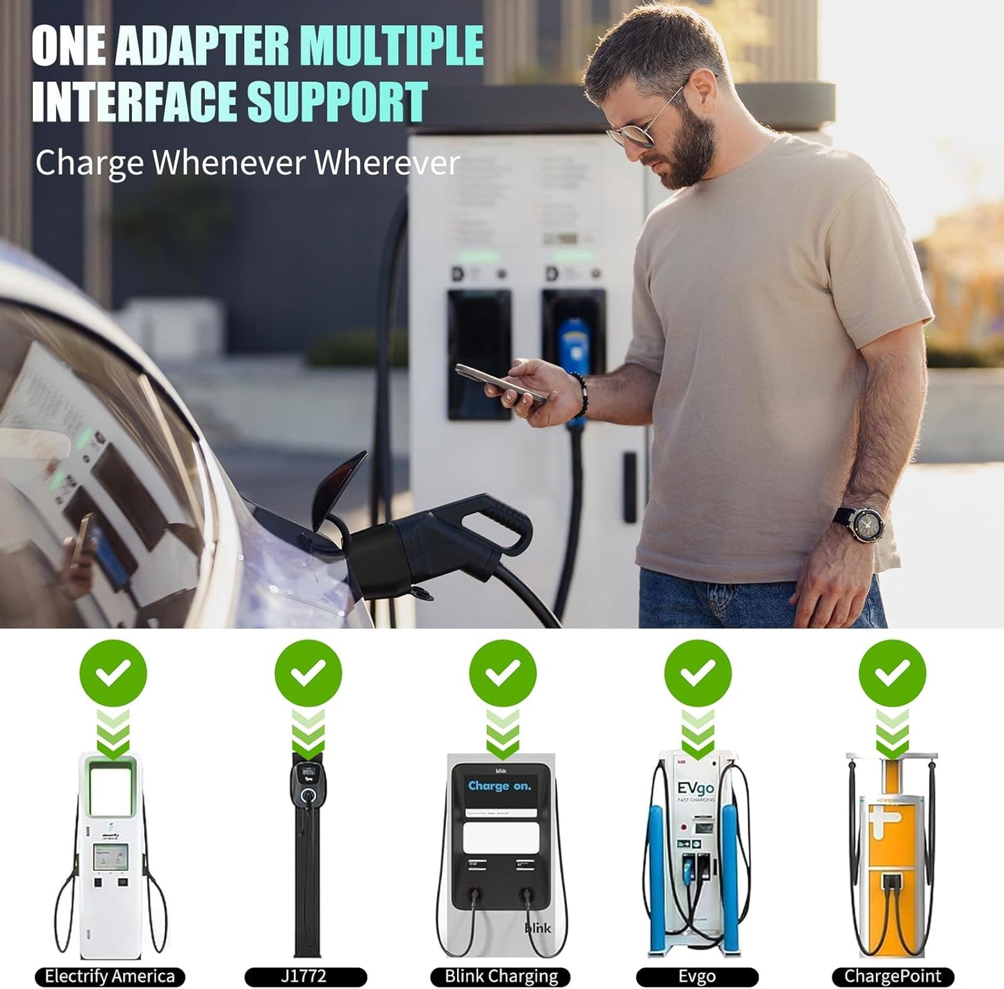 2 in 1 CCS & J1772 to Tesla Adapter,250KW CCS1 to NACS SuperFast Charging for Tesla Model 3, Y, S, X and Cybertruck,Compatible with Level 1 2 3 Charging Stations