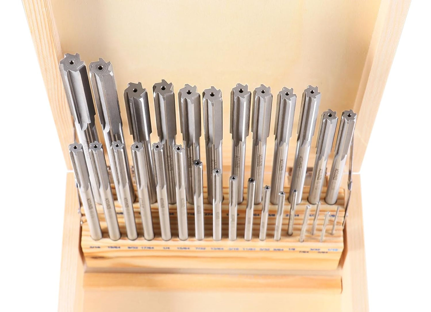 Accusize Industrial Tools 29 Pc 1/16'' to 1/2'' by 1/64'' H.S.S. Chucking Reamer Set, Straight Flute, Right Hand Cut, 5500-SF00