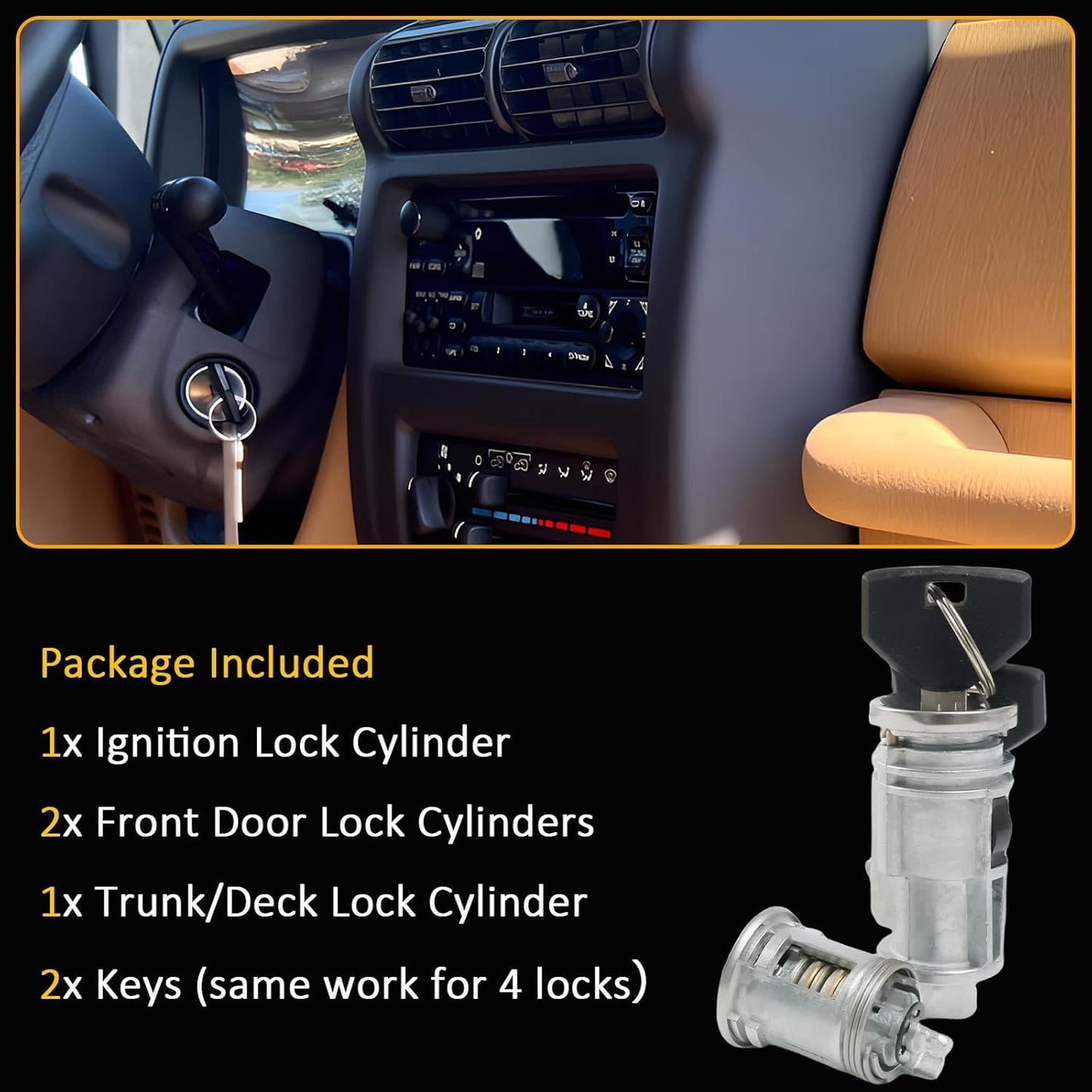 5003843AB Ignition Lock Cylinder & 4746311 Door Lock Cylinder with 2 Keys Compatible with Jeep Wrangler TJ Cherokee XJ 1998-2001, Replace# 703719 68001713AA DL4815 DL6946
