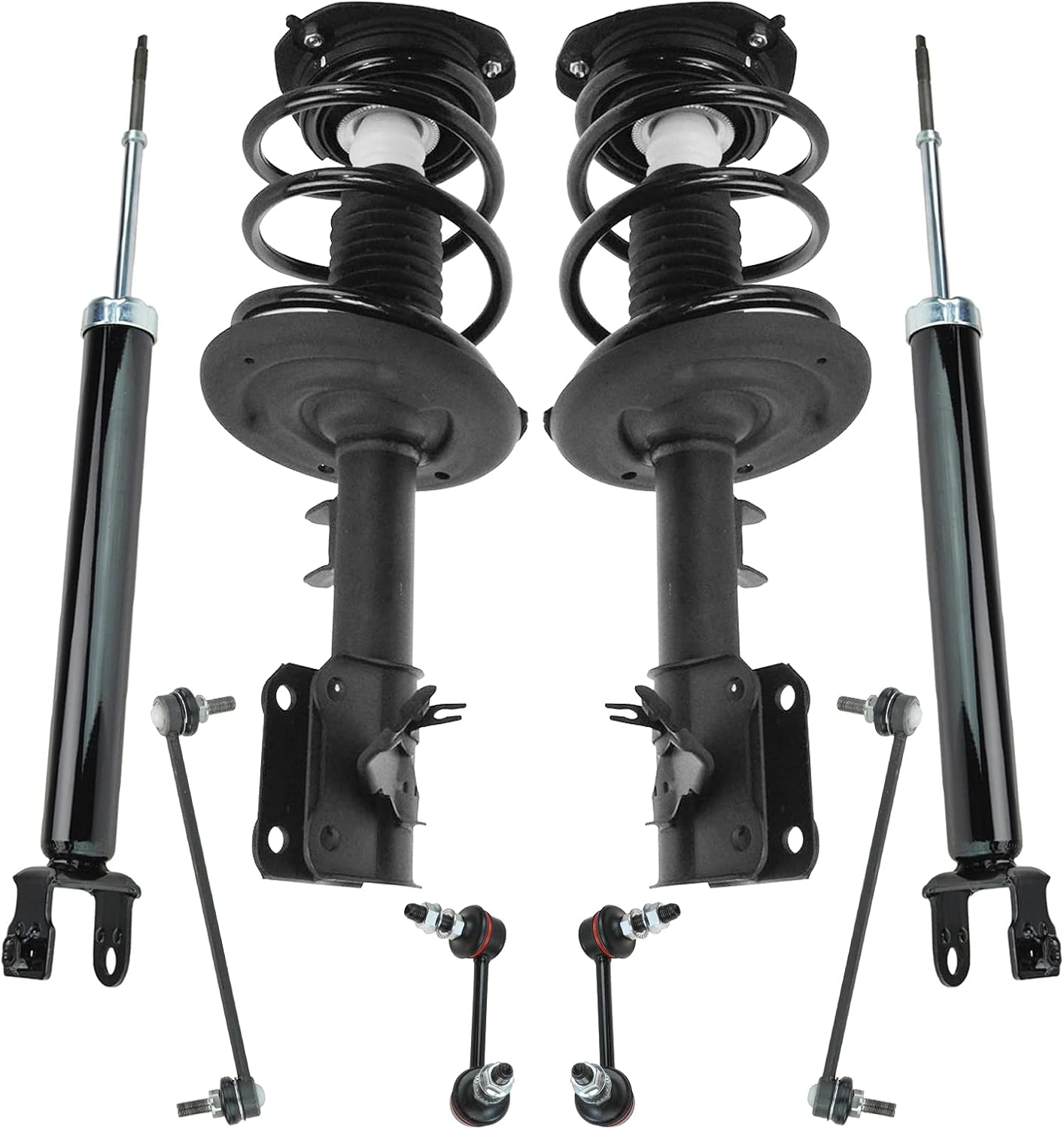 TRQ Front and Rear Suspension Kit Complete Strut & Coil Spring Assembly Shock Absorber Sway Bar Stabilizer Link Compatible with 06-13 BMW