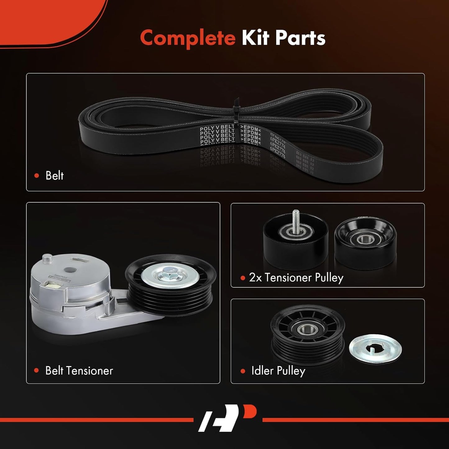 A-Premium Engine Serpentine Belt Drive Kit Compatible with Chevrolet, Pontiac & Saturn Cars - Malibu 2006-2010, Impala 2006-2011, Monte Carlo 2006-2007, G6 2006-2010, Aura, Relay, Vue - 3.5L 3.9L