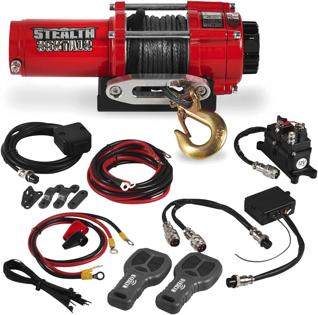 Stealth Winches 3500 lb 12V Electric Winch for ATV UTV Jeep Truck Trailer Car Towing Vehicle Recovery, Portable Heavy Duty Off Road Winch with Remote Kit, Steel Rope, Roller Fairlead & Mounting Plate