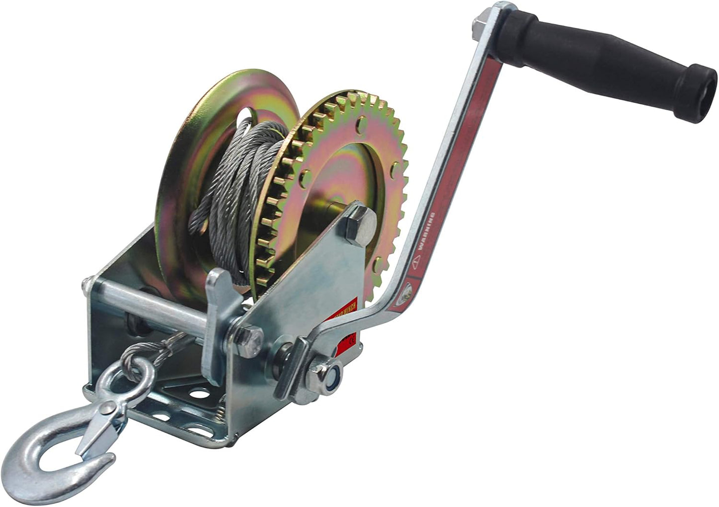 TYT 3500LB Boat Trailer Strap Winch with 10M Red Strap, Sturdy Long-Lasting Gear Hand Crank Winch, Operated Two Way Ratchet Manual Winches for Towing Pulley Boat Trailer Truck RV Jet Ski Marine Winch