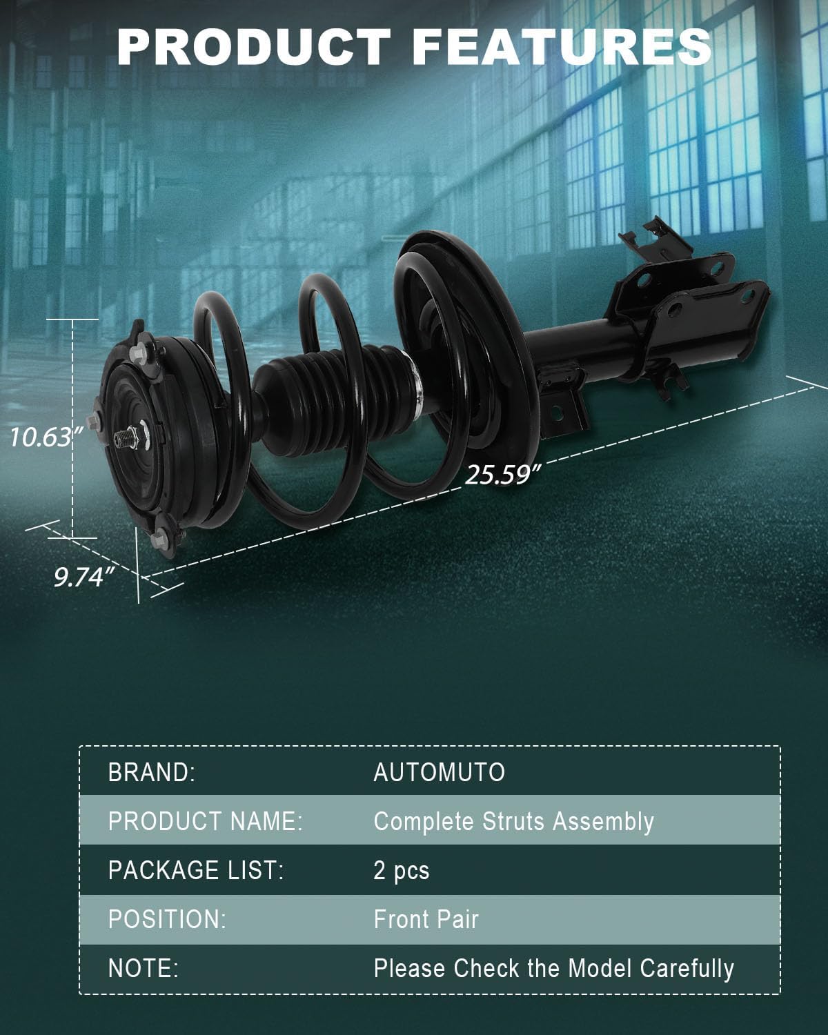 AUTOMUTO Strut Spring Assembly Front Pair struts and Shock Absorber for Nissan Altima 2013-2017 replacement for 172902 172901