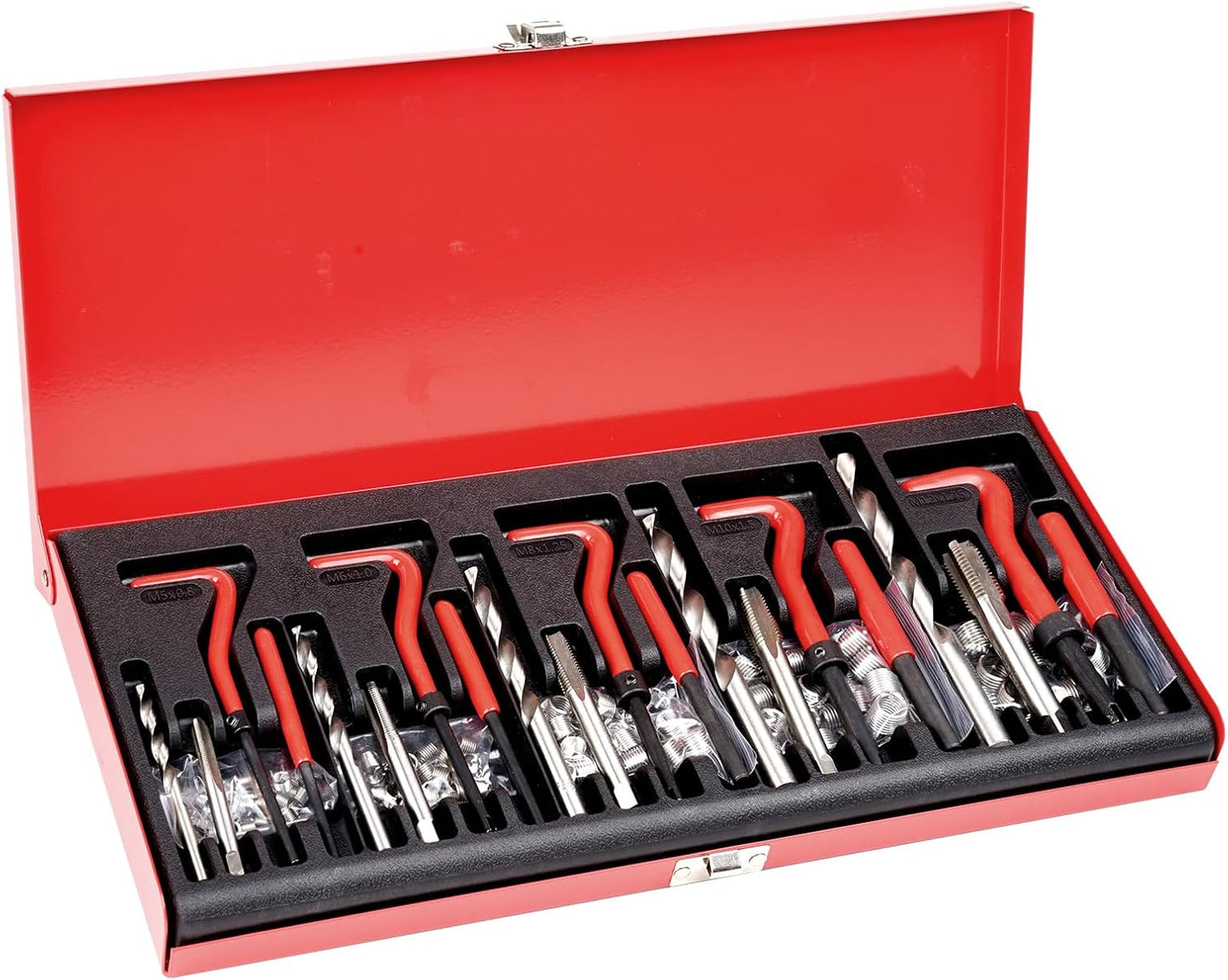 VEVOR Helicoil Thread Repair Kit-338-Piece SAE HSS Drill Inserts Taps & Tools M5,M6,M8,M10,M12,1/4",5/16",3/8",7/16",1/2" Rethreading Tool Kit Insertion Rethreading Tools Universal Rethread Restorer