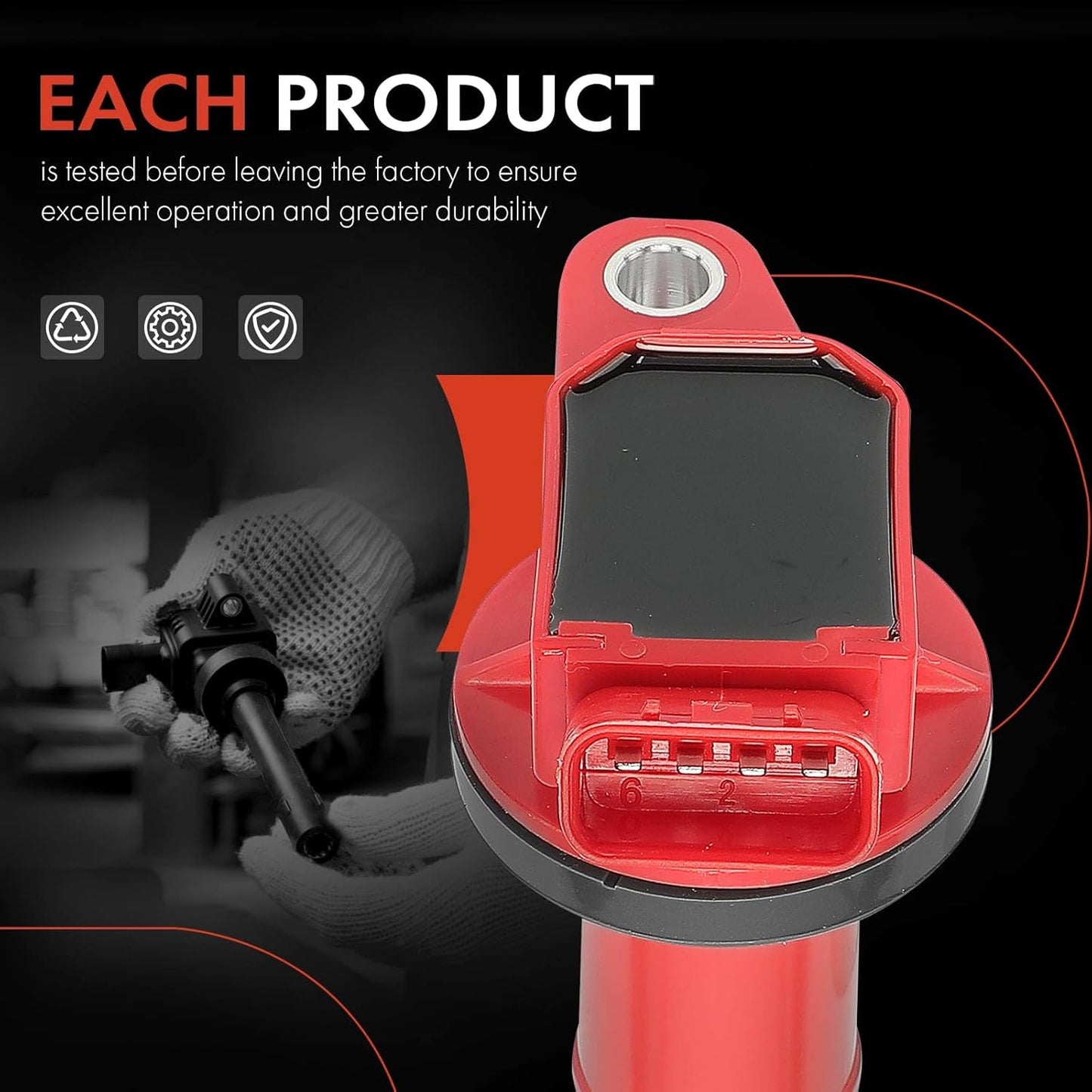A-Premium (Red) Engine Ignition Coil Pack Compatible with Toyota Camry 2002-2011, RAV4 2001-2008, Corolla 2009-2010, Highlander, Matrix, Solara & Scion tC, xB & Lexus HS250h & Pontiac Vibe, 4-PC Set