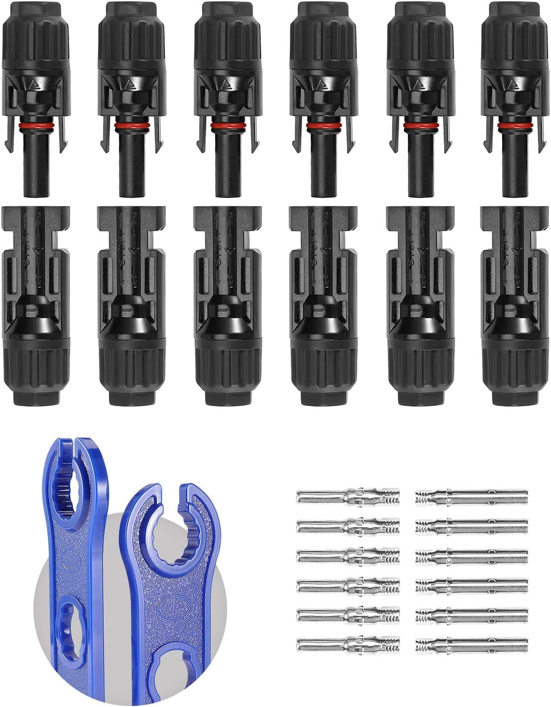 BougeRV 100PCS Solar Connector with Spanners IP67 Waterproof Solar Panel Cable Connectors Male/Female 50 Pairs(10AWG)
