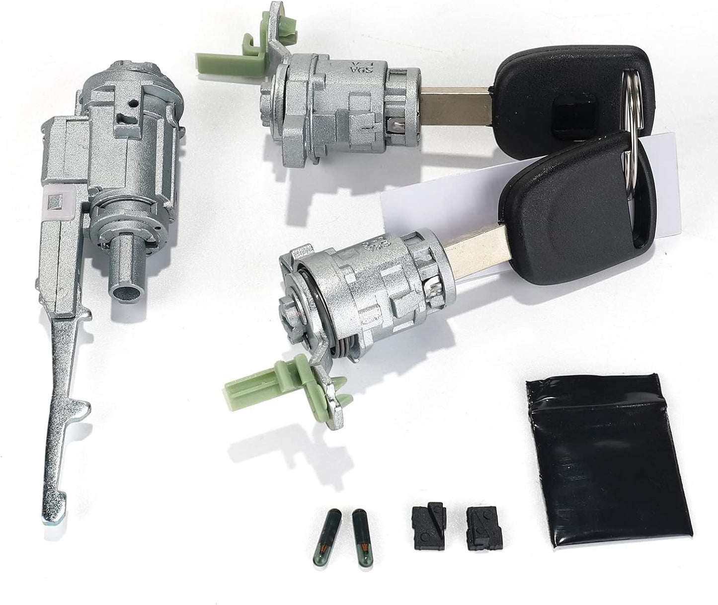 3mirrors Ignition Switch & 2 Door Lock Cylinders w/ 2 Keys with Chip Compatible with Honda 2003-2005 Civic; 2002-2006 CR-V; 2003-2011 Element; 2004 2005 S2000