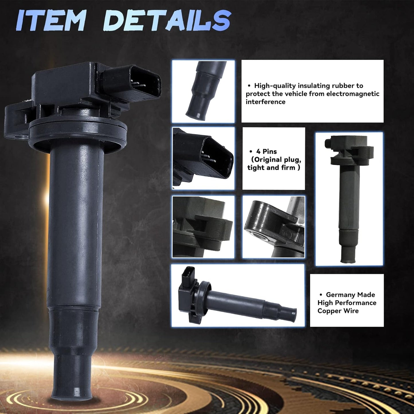 Set of 4 New Ignition Coil on Plug Pack With Boot Compatible with 04-06 Scion Xa/xB 00-05 Echo 01-09 Prius 06-12 Yaris 1.5L L4