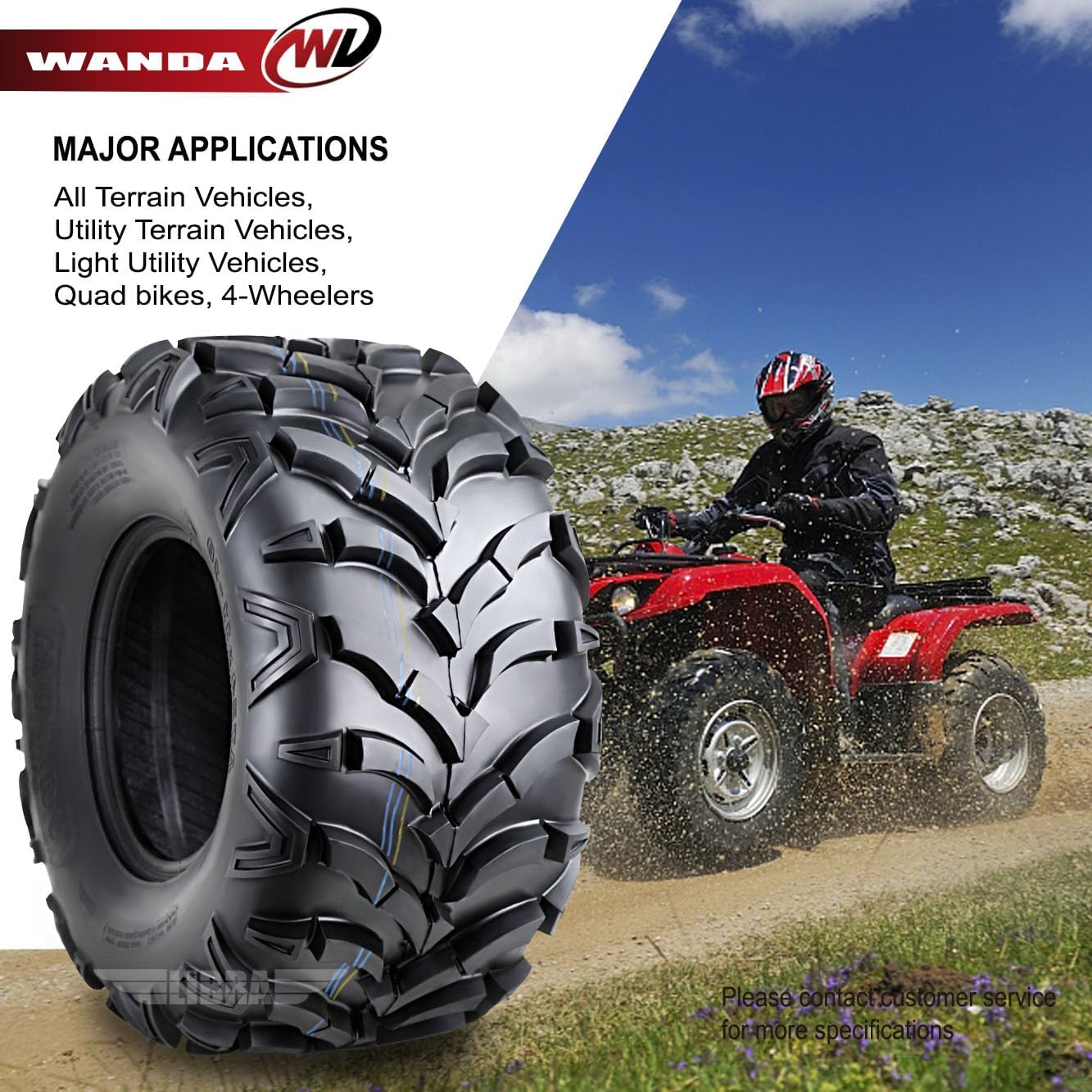 WANDA Set 4 ATV tires 24x8-12 & 24x11-10 00-02 Polaris Magnum 325 Xpedition 325