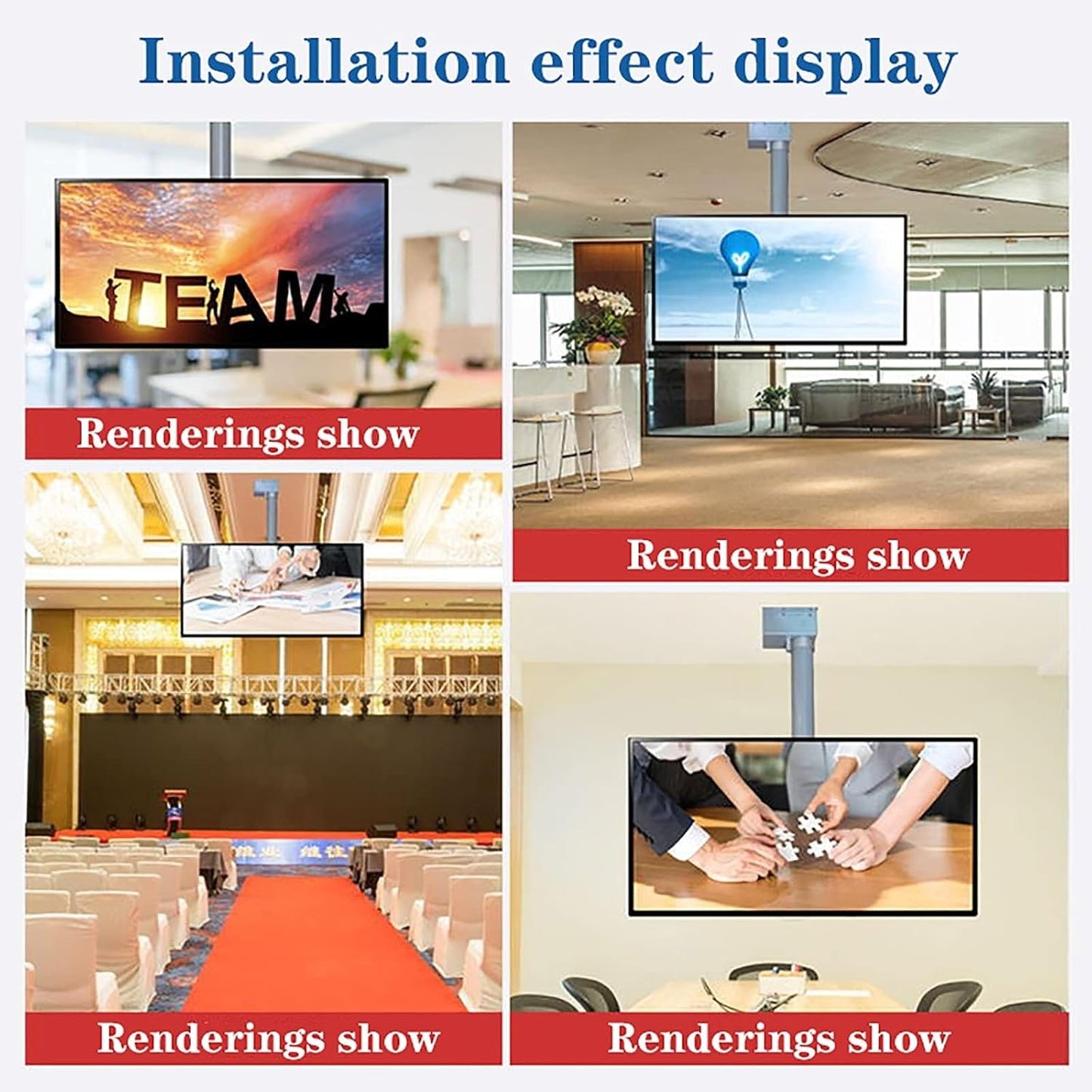 Adjustable Ceiling TV Mount Bracket - Electric TV Lift -with Remote Control,90° Flip Up, Fits 26-70 Inch LED Screen TVs(11.8inch)
