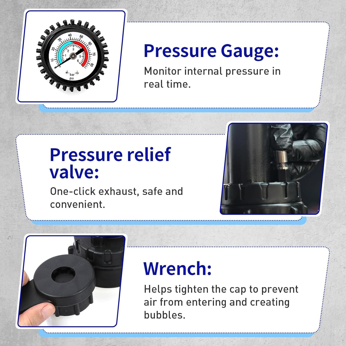 Brake Fluid Vacuum Pump Kit,3L Brake Bleed Kit Manual Brake Bleed Fluid Pump One Person Brake Bleed Vacuum Pump Kit with 1L Brake Fluid Bleed Bottle