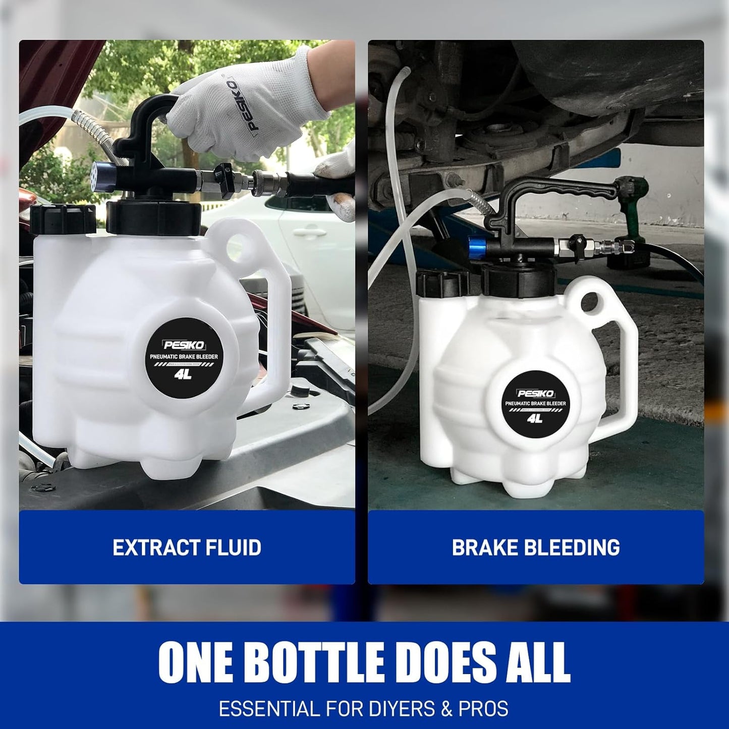 4L Vacuum Brake Bleeder Kit, Pneumatic Fluid Extractor Pump One Person, Oil Changer Vacuum Fluid Extractor for Automotive Fluids Vacuum Evacuation