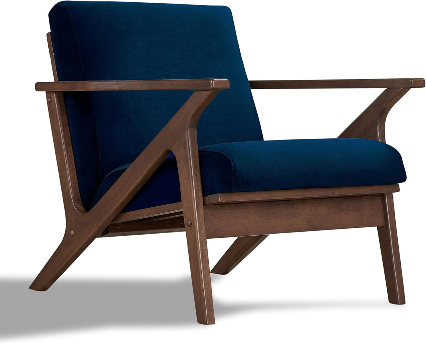 Zola Mid Century Modern Accent Chair Arm Chair, Living Room Furniture, Gold Velvet/Walnut