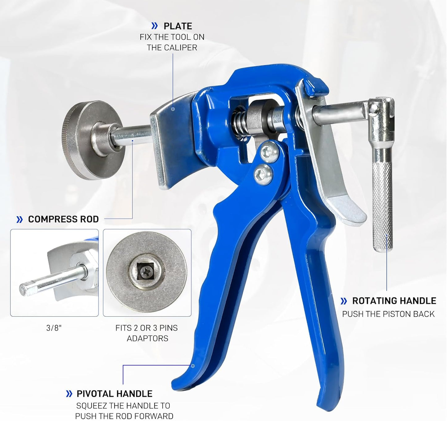 29350 Rear Brake Caliper Piston Rewind Tool - Single Discs Rear Brake Kit, Combines Adjustment & Compression for Smooth Brakes