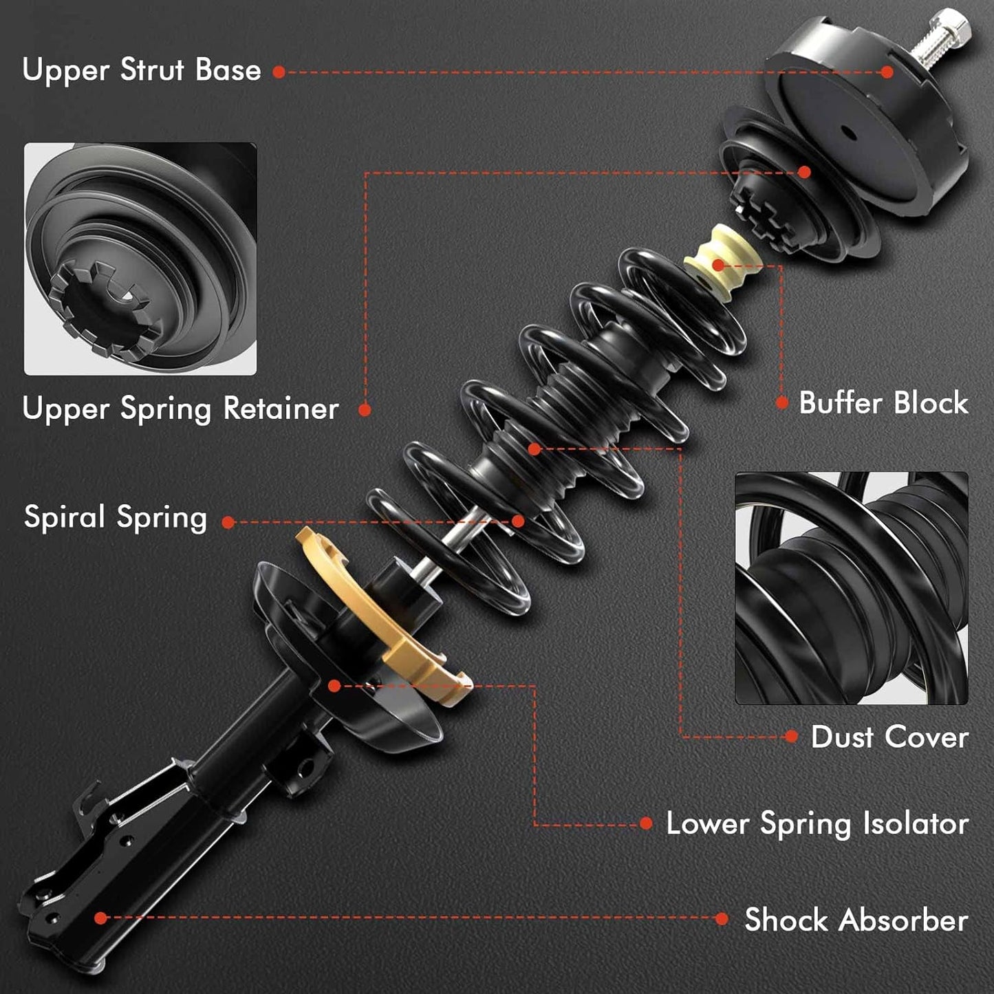A-Premium Front Complete Strut & Coil Spring Assembly Compatible with Toyota Avalon 2004 2005, To 1/2005, 2-PC Set