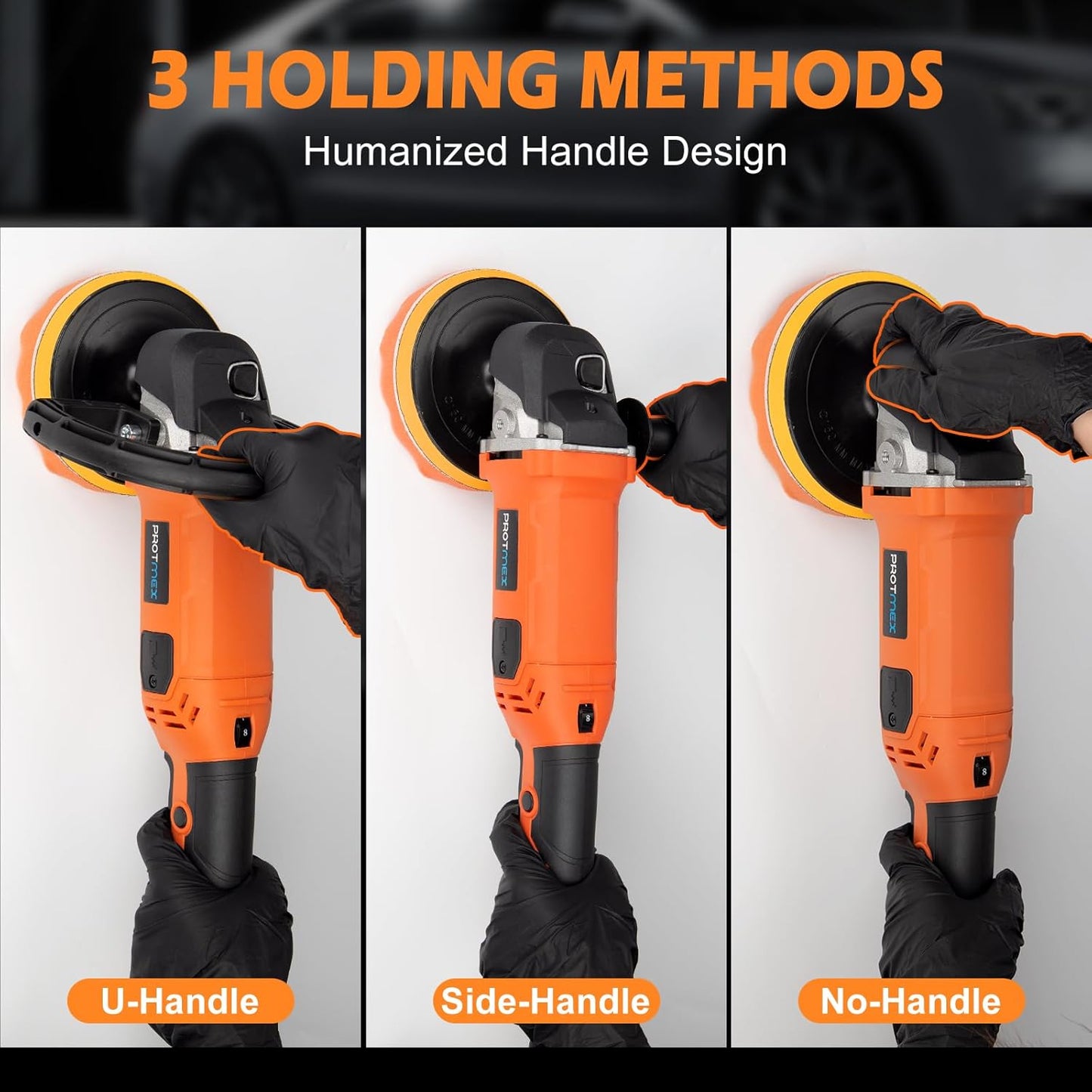 Buffer Polisher,1600W 7 Inch/6 Inch Rotary Buffer Polisher Waxer, 8 Variable Speeds 500-3500 RPM,Car Buffers and Polishers Kit, Detachable Handle for Car, Boat, Polishing, Waxing