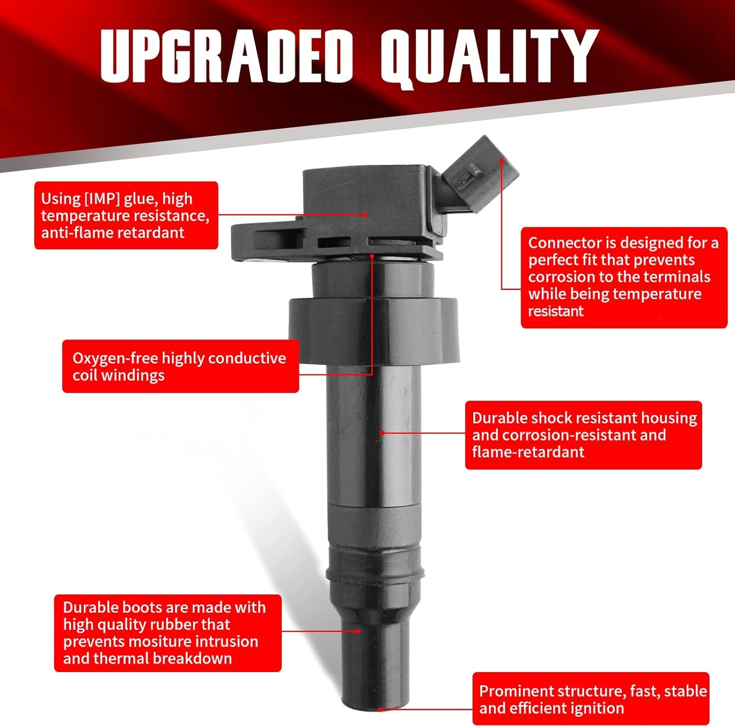 Set of 4 Ignition Coils UF652 C1803 Compatible with Hyundai Kia Dodge Accent Veloster Rio Soul Attitude - L4 1.6L