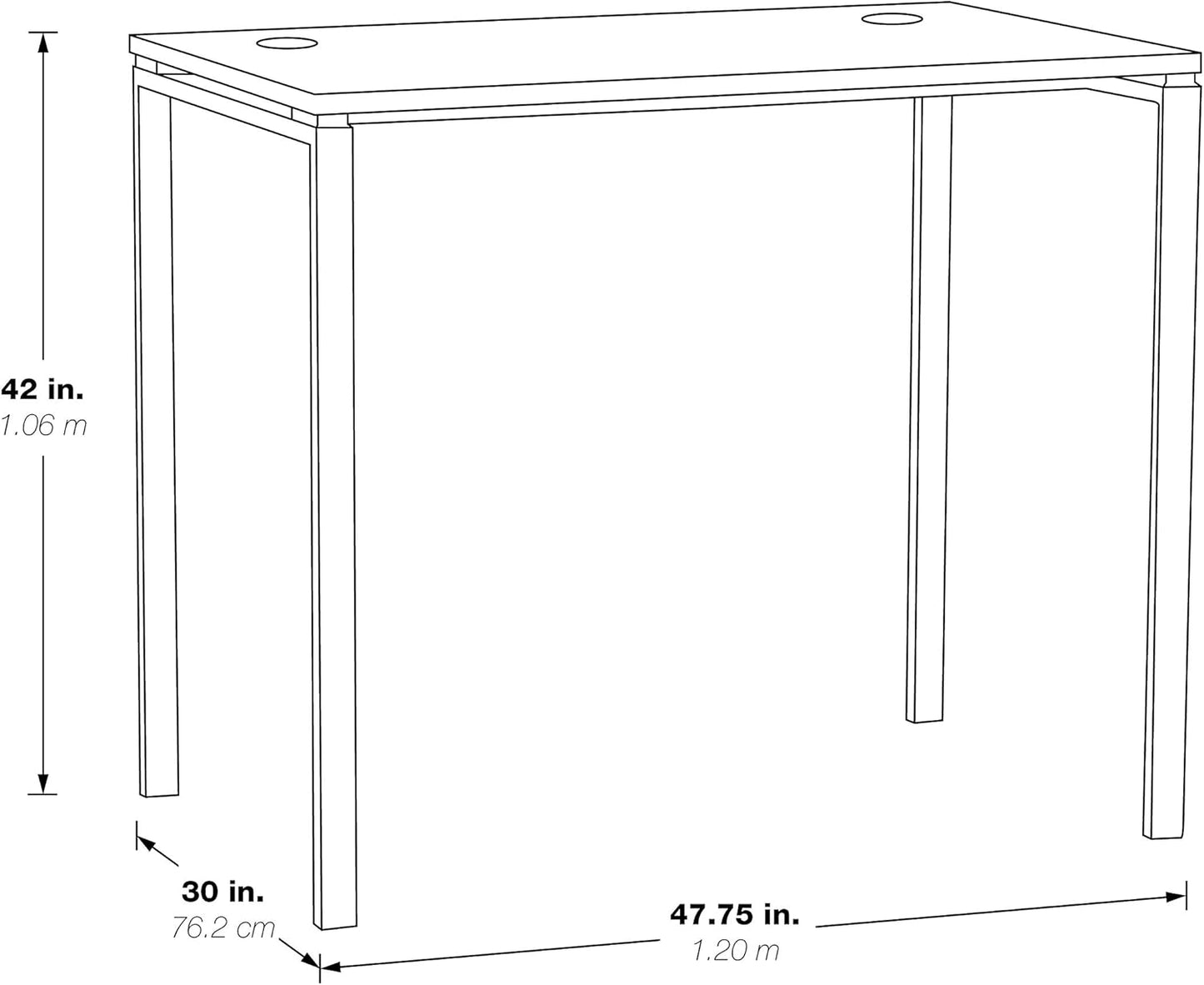 OSP Home Furnishings Prado Home Office Writing Desk, 48 Inches 42 Inches, 48-inches Wide x 42-inches High, Black