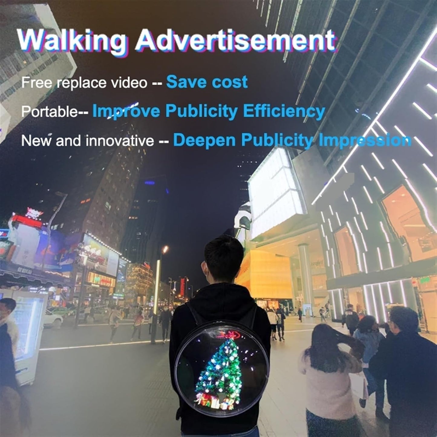 Backpack 3D Hologram LED Fan 32cm for Advertising