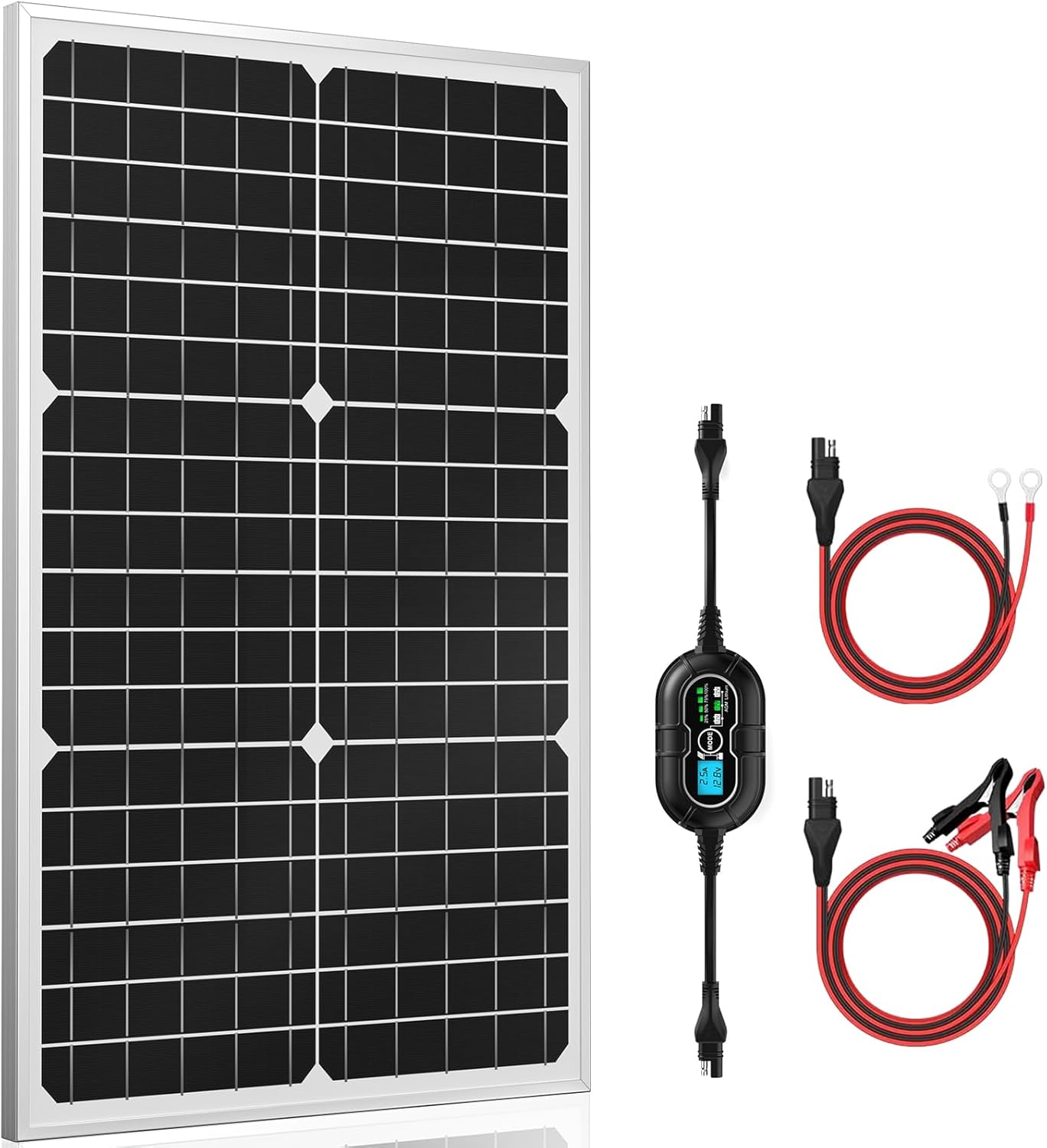 SUNER POWER 12V Solar Panel Kit 50W, High Efficiency 50 Watt Solar Panel + Ultra-Smart 10A MPPT Charge Controller, Solar Battery Trickle Charger Maintainer for Boat Car RV Motorcycle Marine Automotive