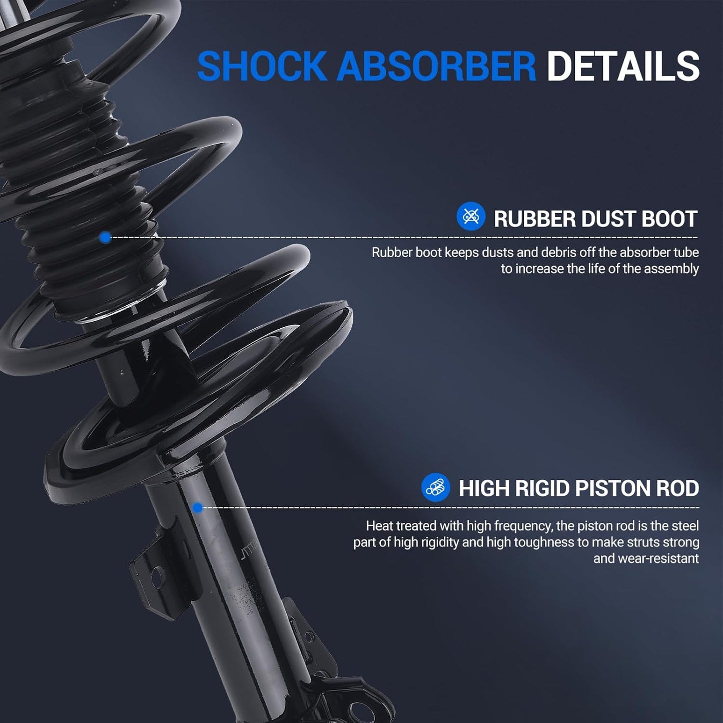 Autoround Front Complete Shock Absorber 172784 172783 Compatible with Toyota Sienna 2011 2012 2013 2014 FWD 3.5L Struts with Coil Spring Assembly