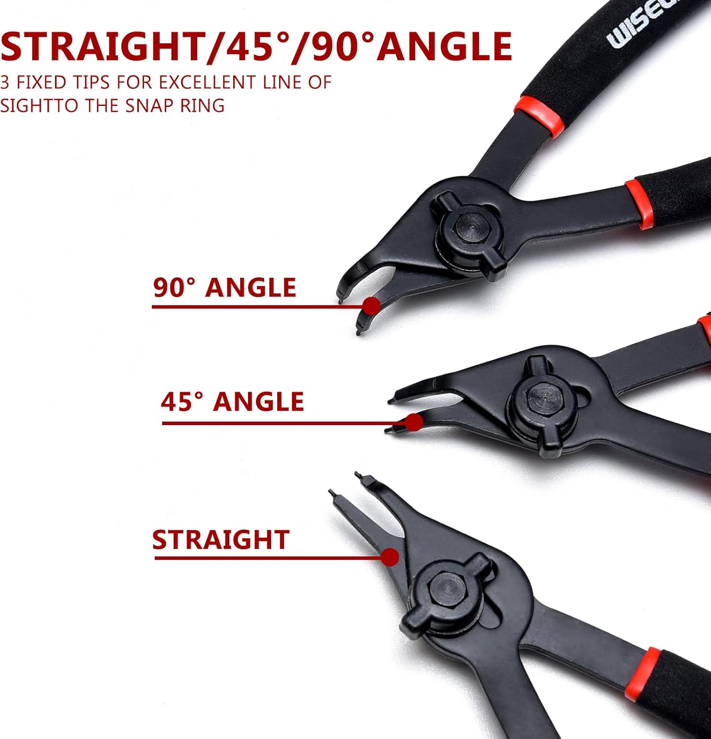 WISEUP 12 Pcs Snap Ring Pliers Set, Heavy Duty Internal/External Circlip Pliers Kit tool, Straight/Bent Jaw Tips with Storage Case for C-Clip Ring Remover
