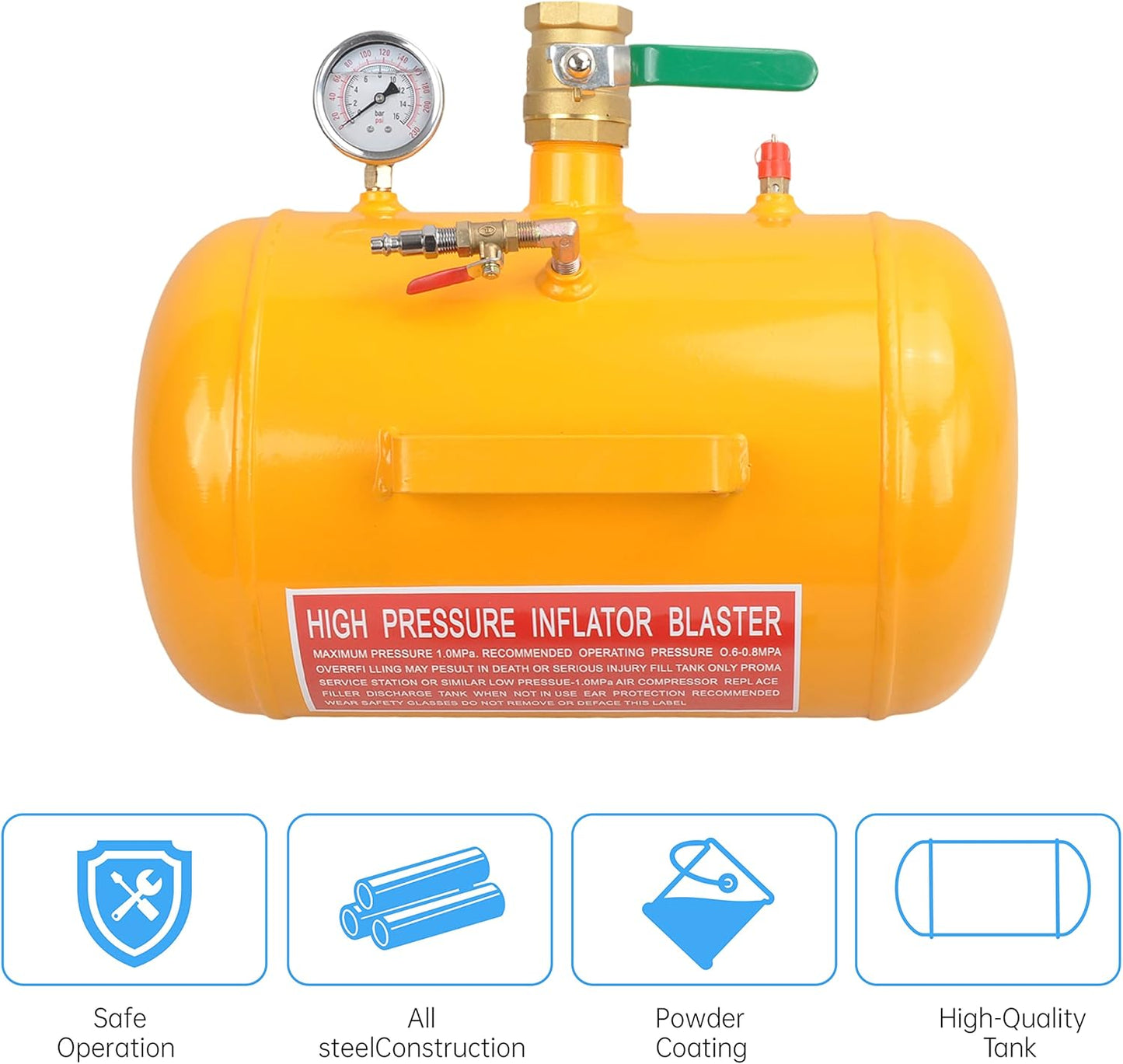 5 Gallon Air Tire Bead Seater 110 PSI Blaster Tool Seating Tire Inflator with Gauge by GESEXI - Car Truck ATV Tire Inflator Tank,Yellow